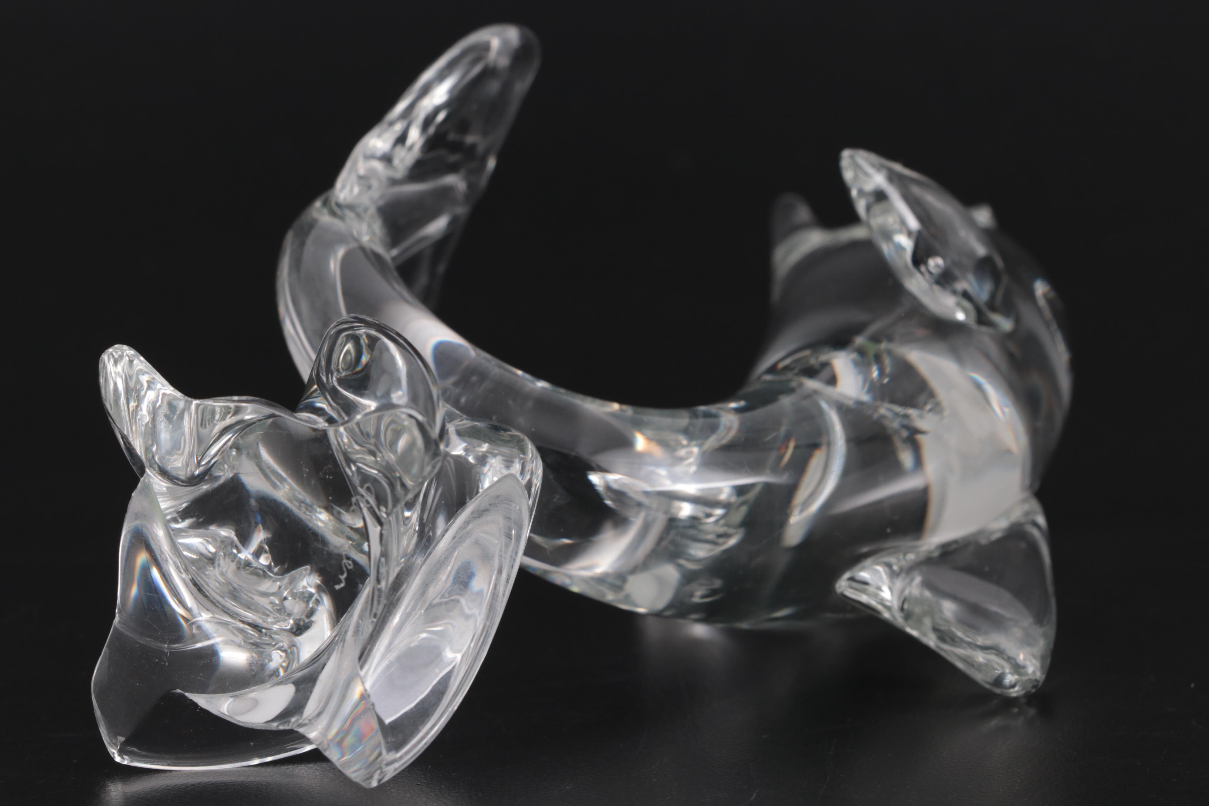 Lloyd Atkins for Steuben Art Glass Crystal Porpoise Figurine