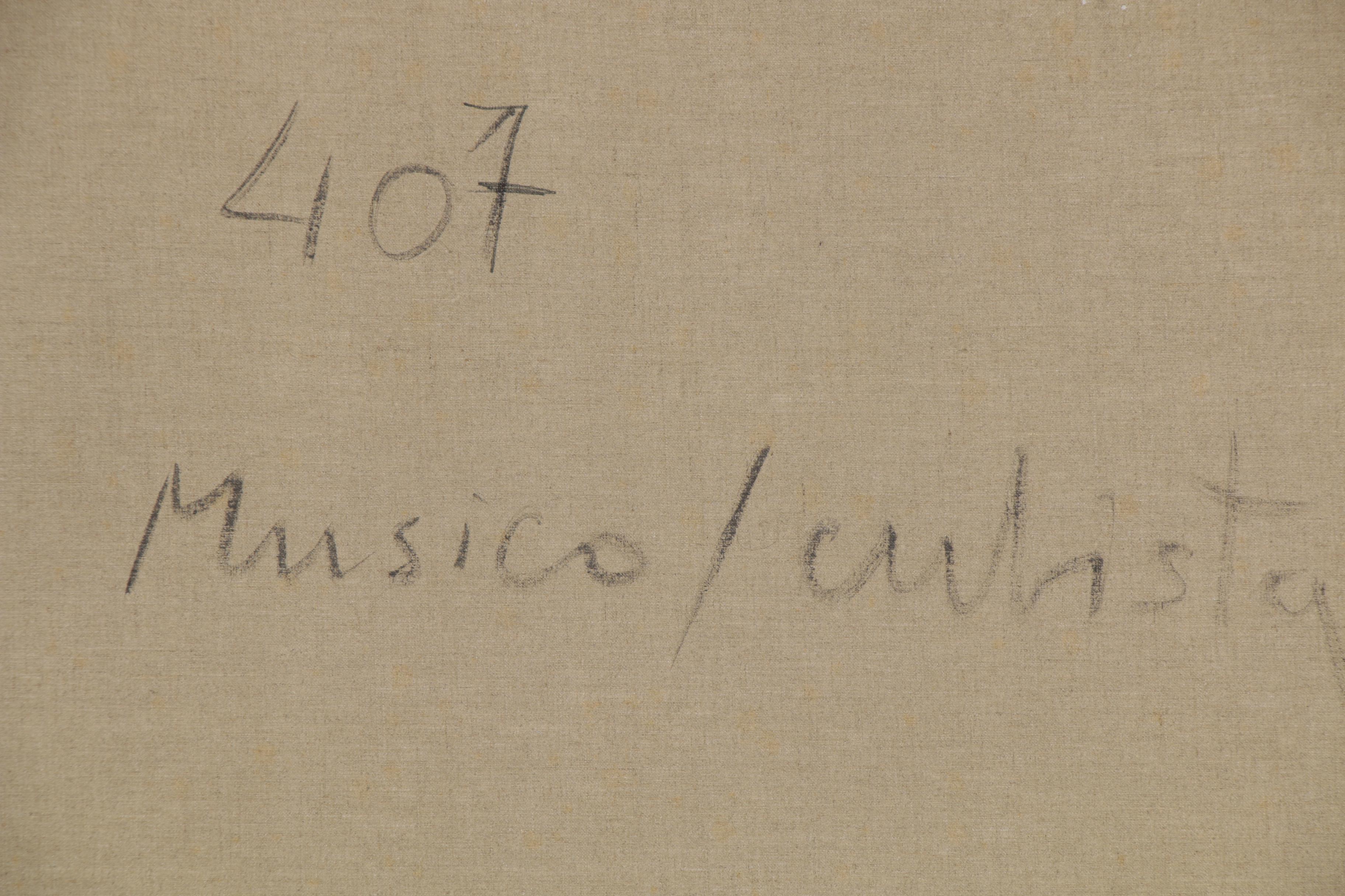 Eduardo Oliva Cubist Acrylic Painting "Musico/Cubista," 1969 - 1980