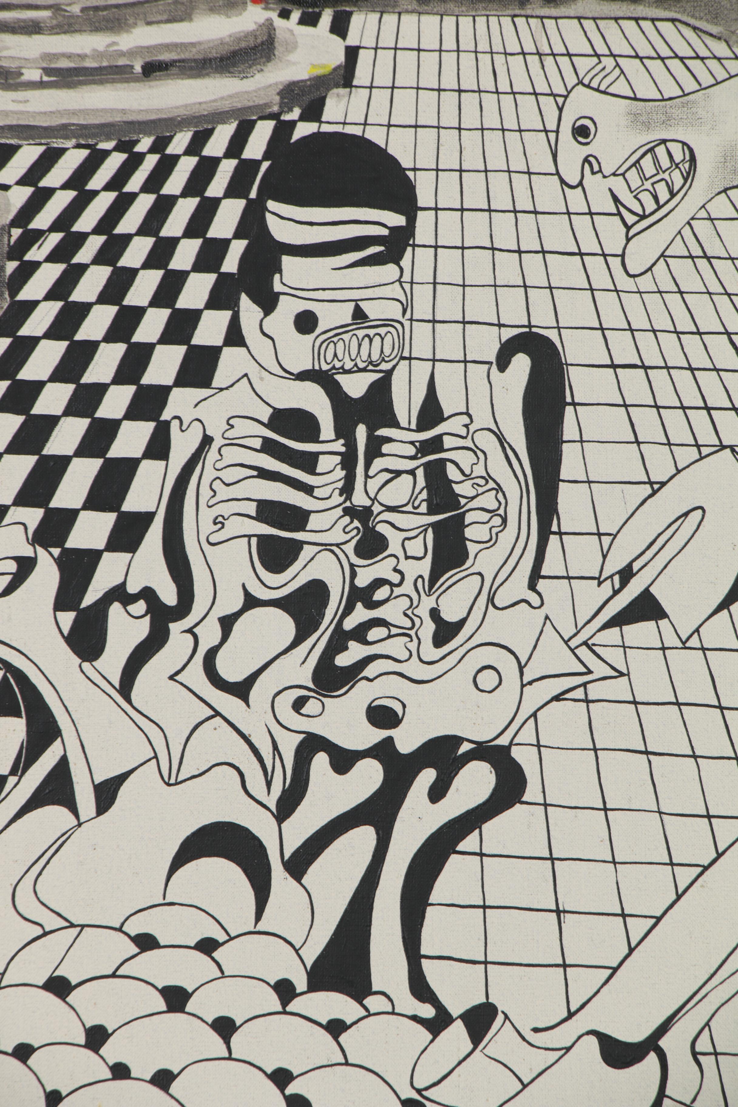 Eduardo Oliva Monumental Surrealist Acrylic Painting "El Palacio," 1980