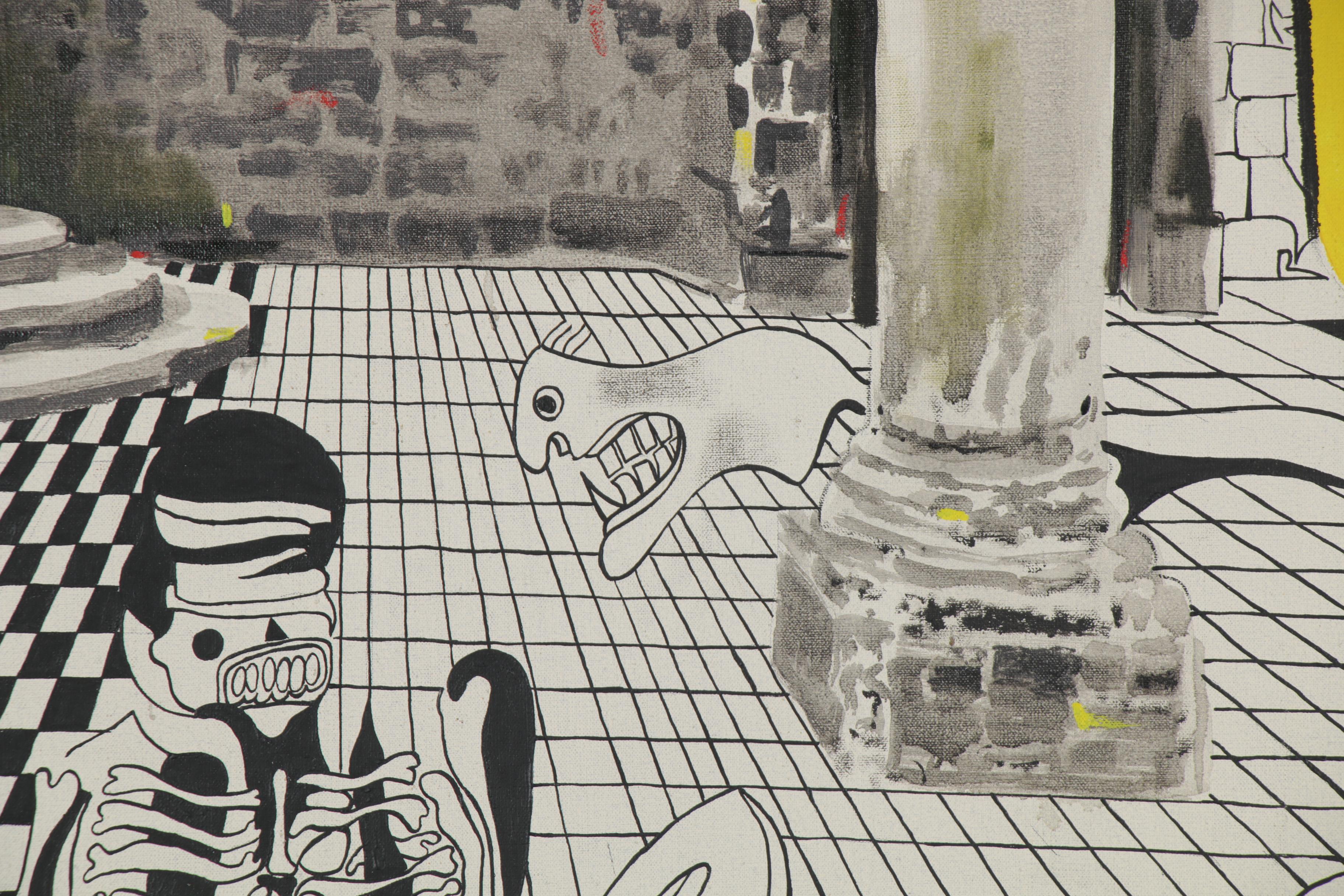 Eduardo Oliva Monumental Surrealist Acrylic Painting "El Palacio," 1980