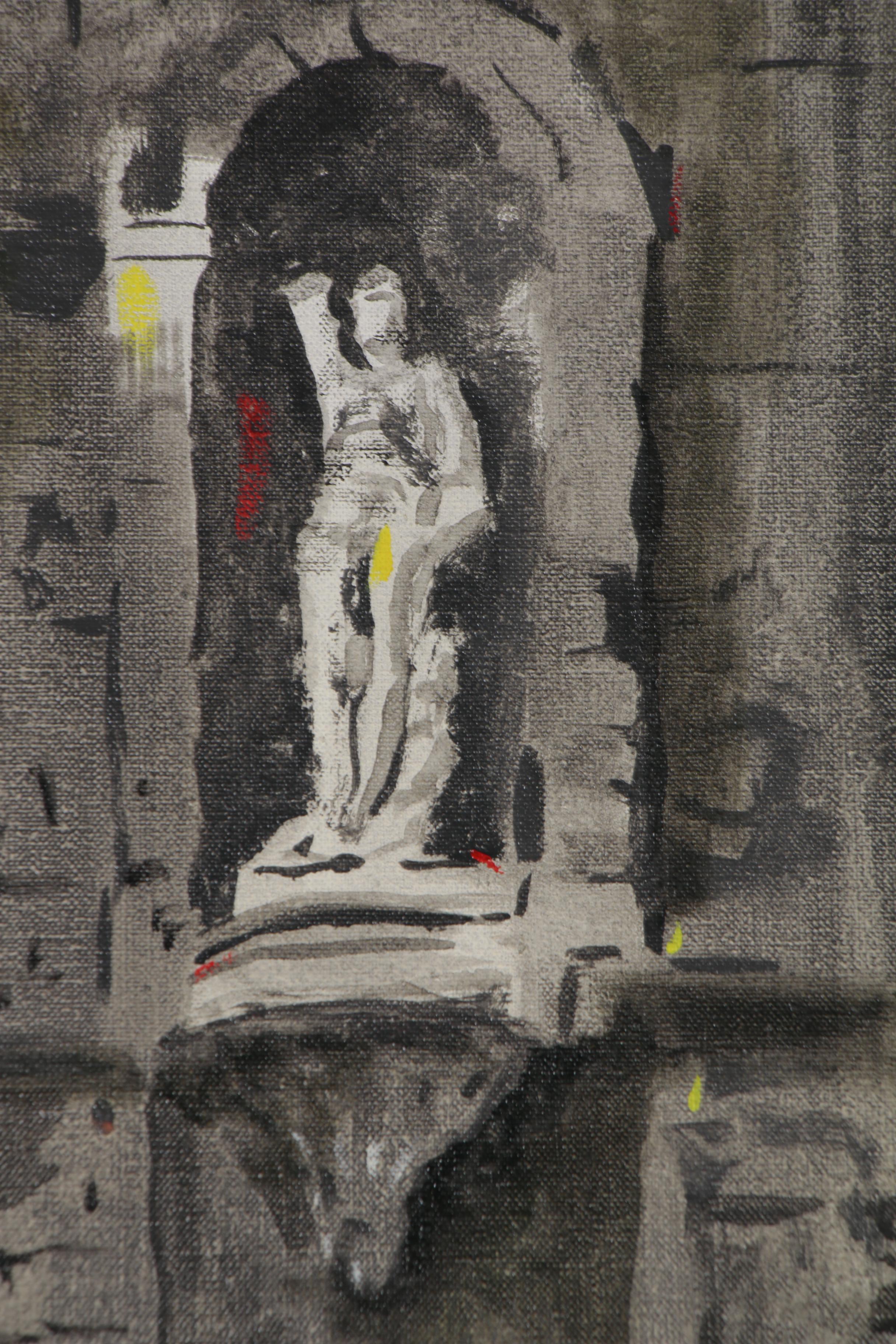 Eduardo Oliva Monumental Surrealist Acrylic Painting "El Palacio," 1980