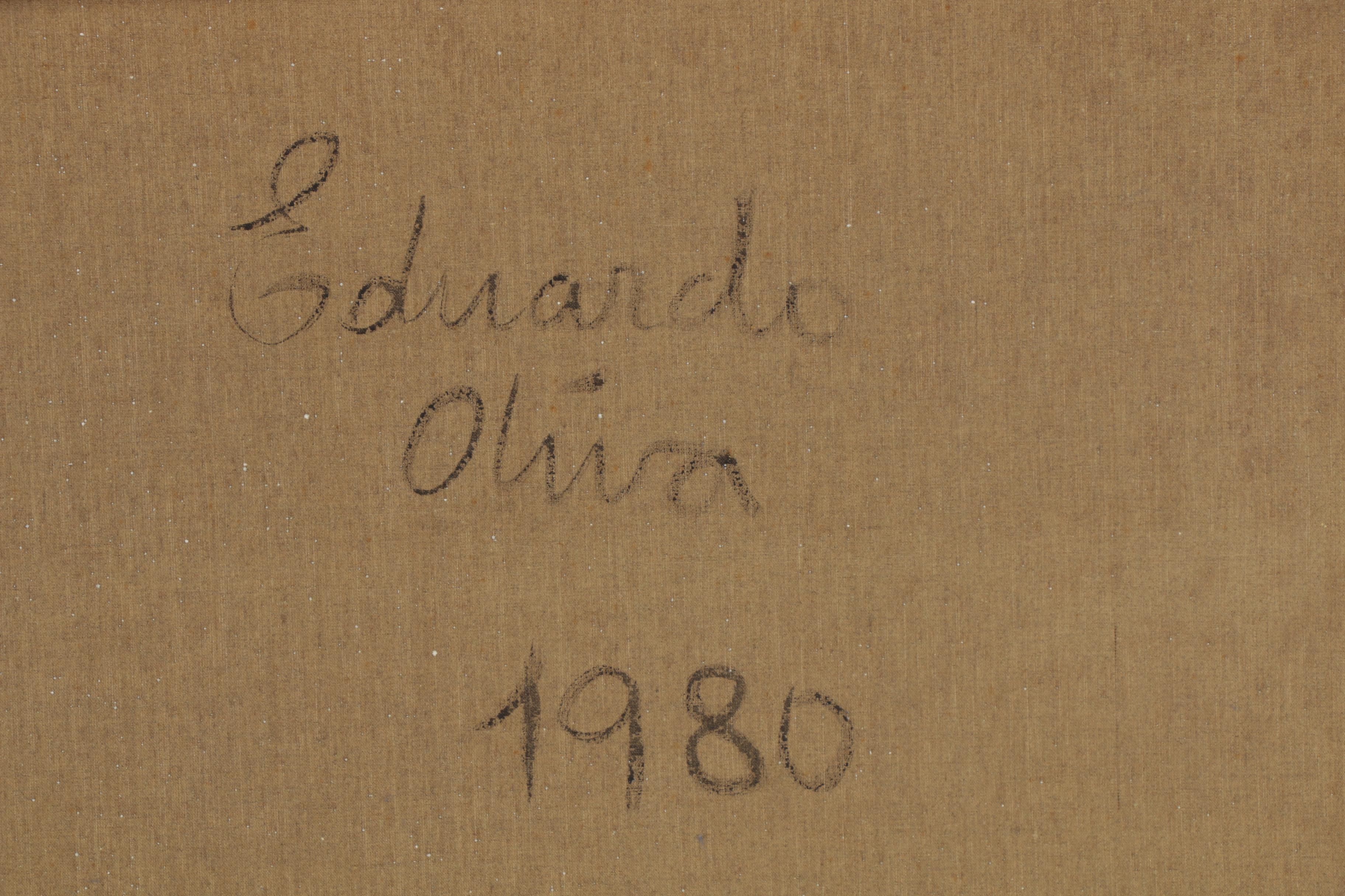 Eduardo Oliva Monumental Surrealist Acrylic Painting "El Palacio," 1980