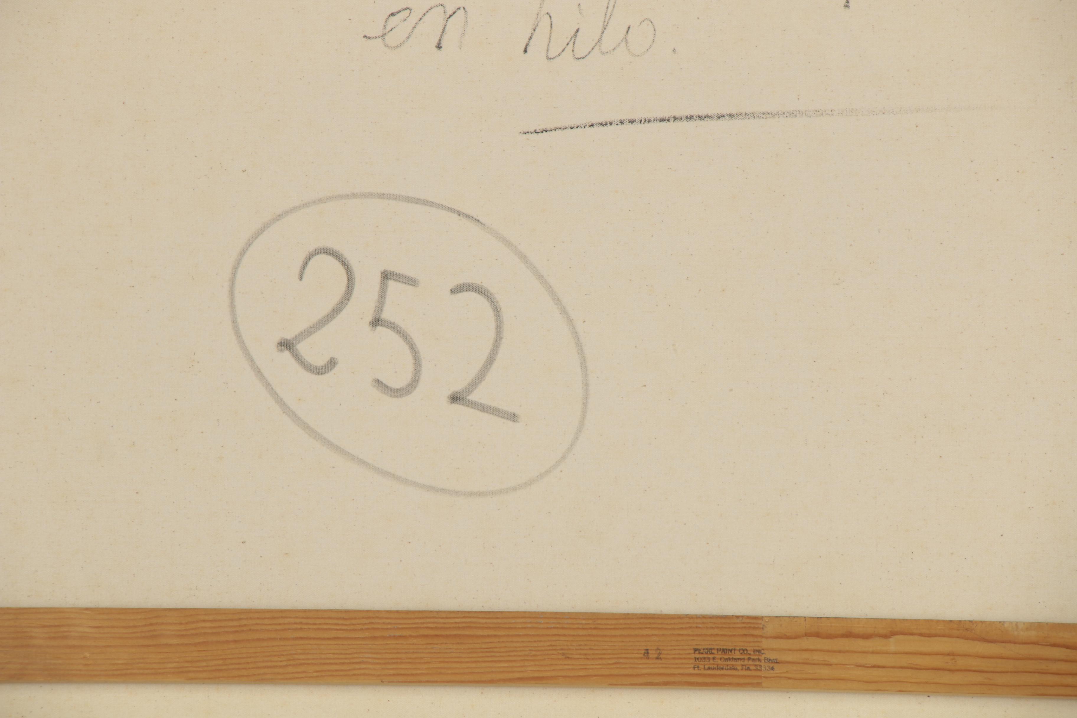 Eduardo Oliva Monumental Mixed Media Painting "Señora Arlequin Concada El Hilo"