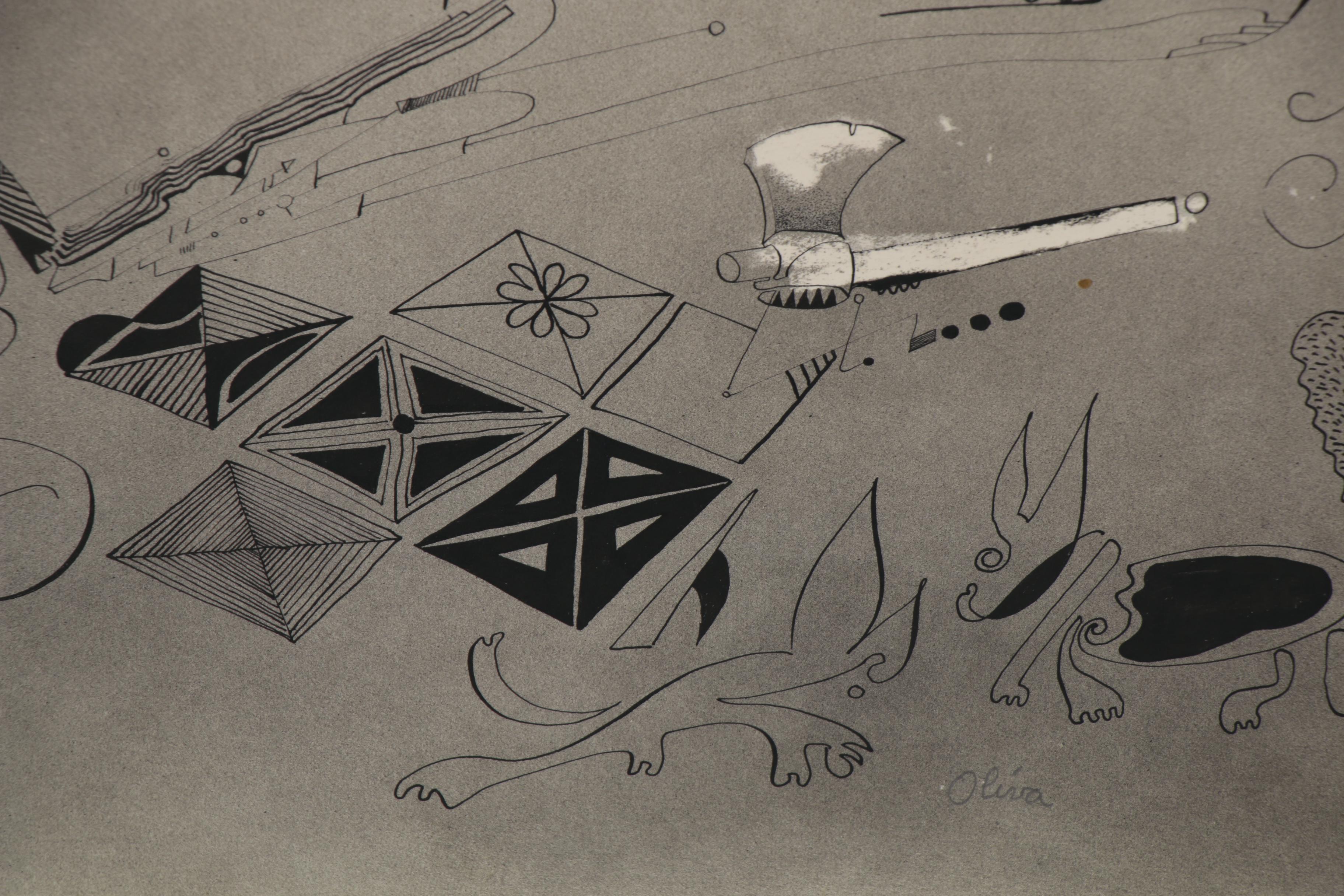 Eduardo Oliva Surrealist Mixed Media Drawing of Surgical Scene