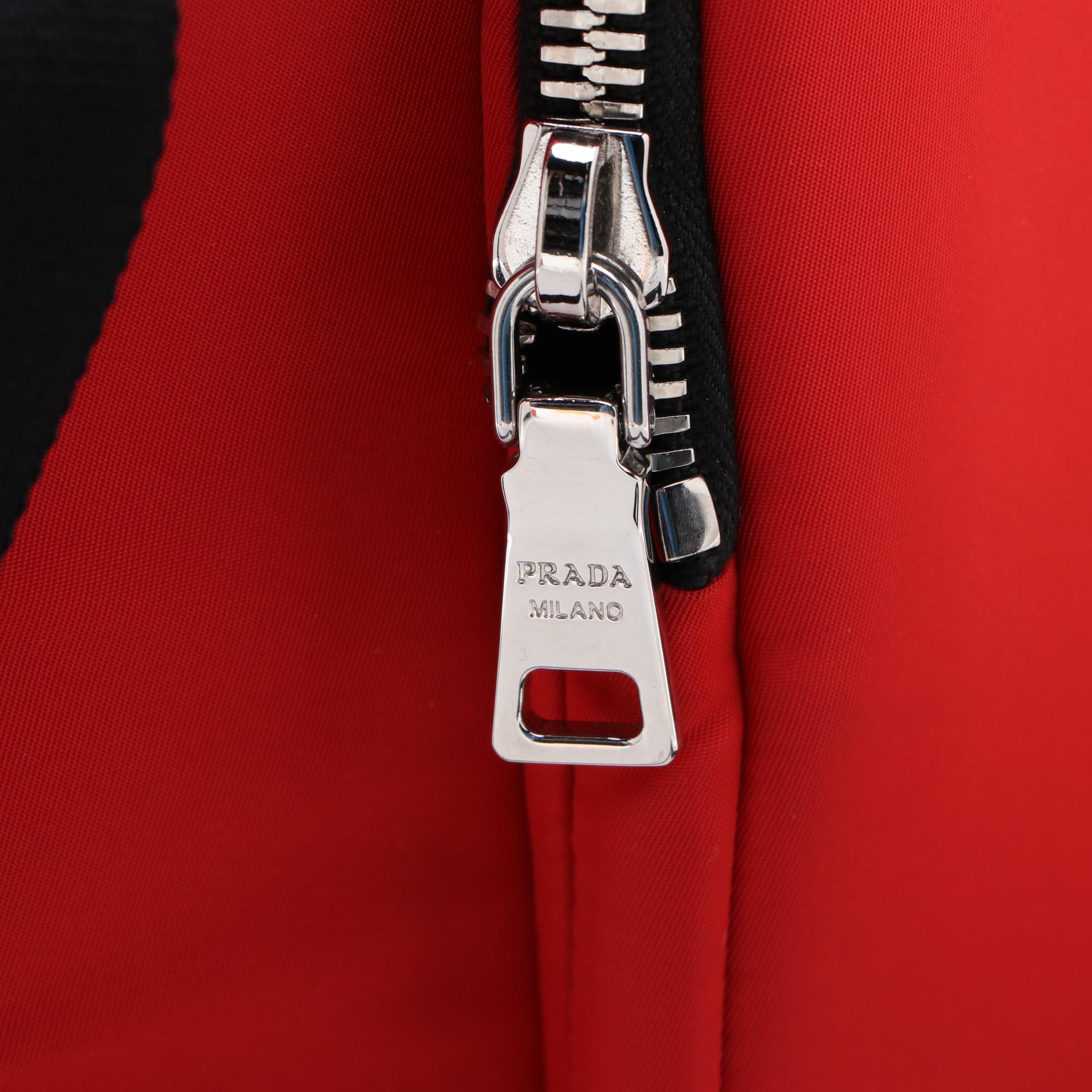 Prada Padded Red Nylon Cargo Tote with Crossbody Strap