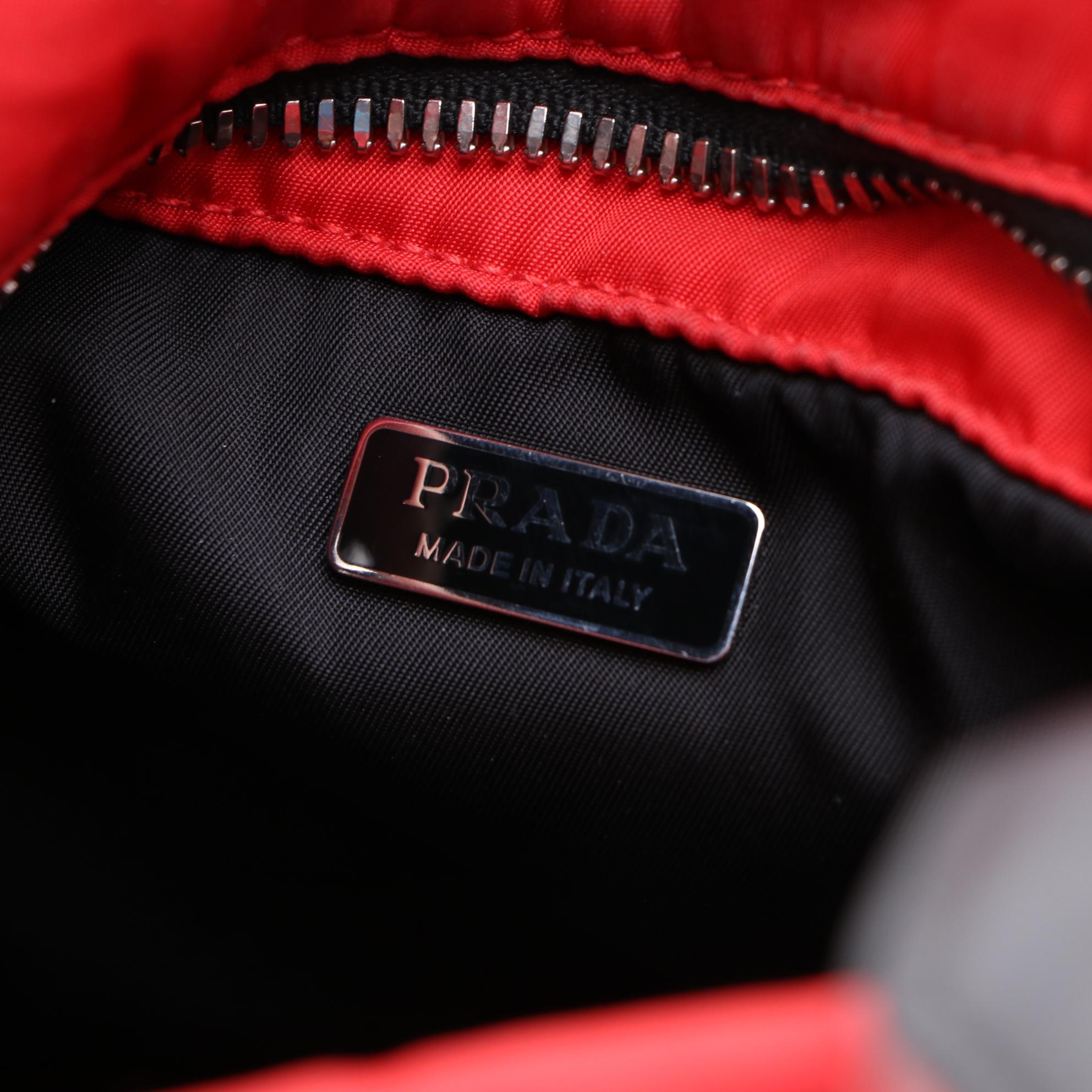 Prada Padded Red Nylon Cargo Tote with Crossbody Strap