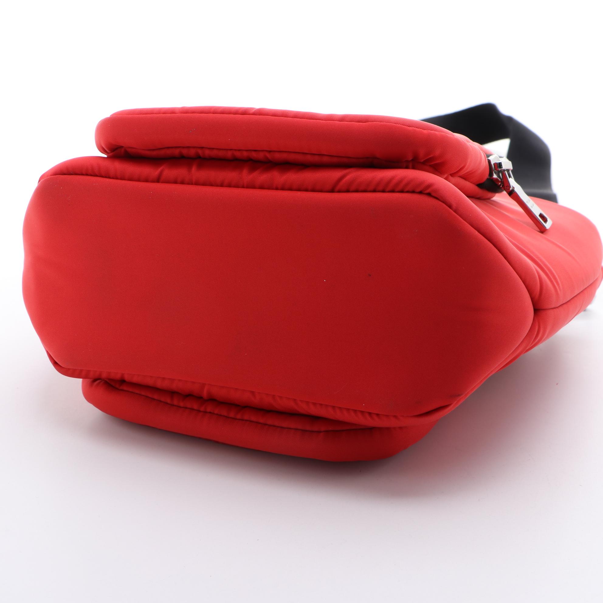 Prada Padded Red Nylon Cargo Tote with Crossbody Strap