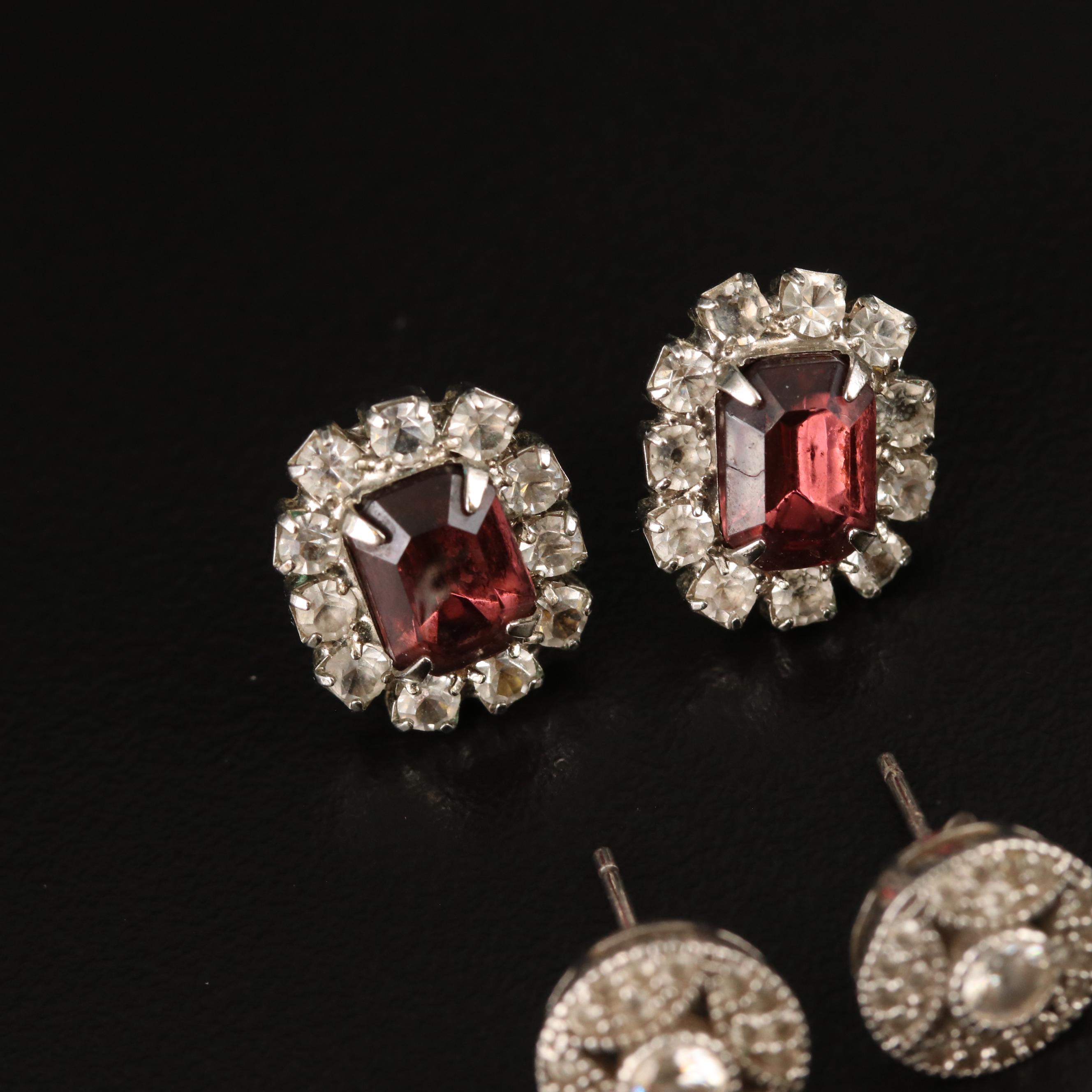 Marsha Bauer Porcelain Flapper Brooch, Other Rhinestone Jewelry and Sterling