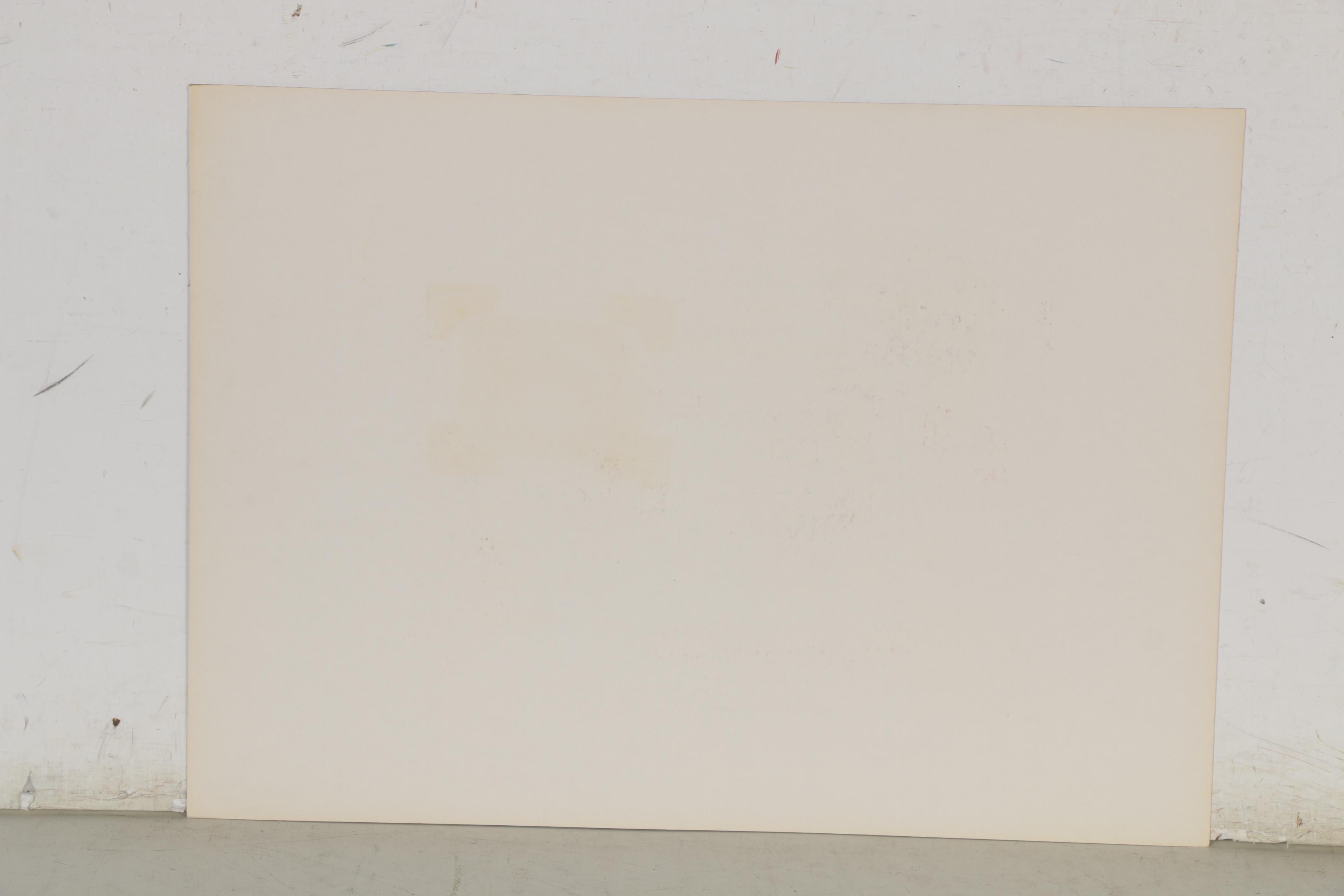 Eduardo Oliva Surrealist Mixed Media Drawing of Figure with a Bull