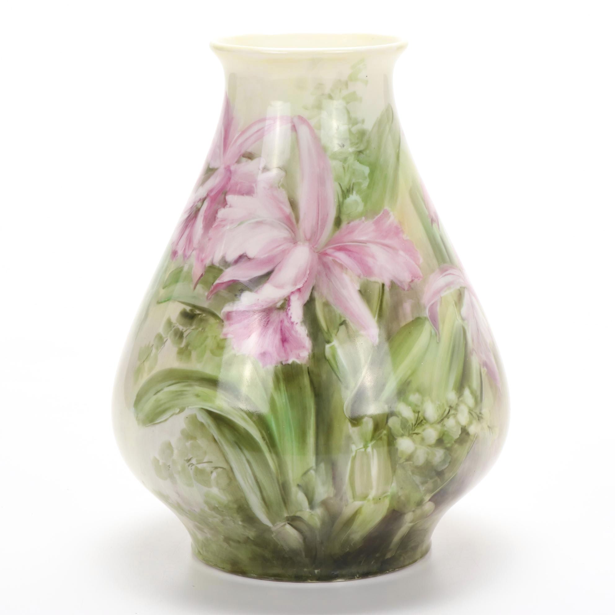 Belleek Hand Painted Porcelain Flower Vase