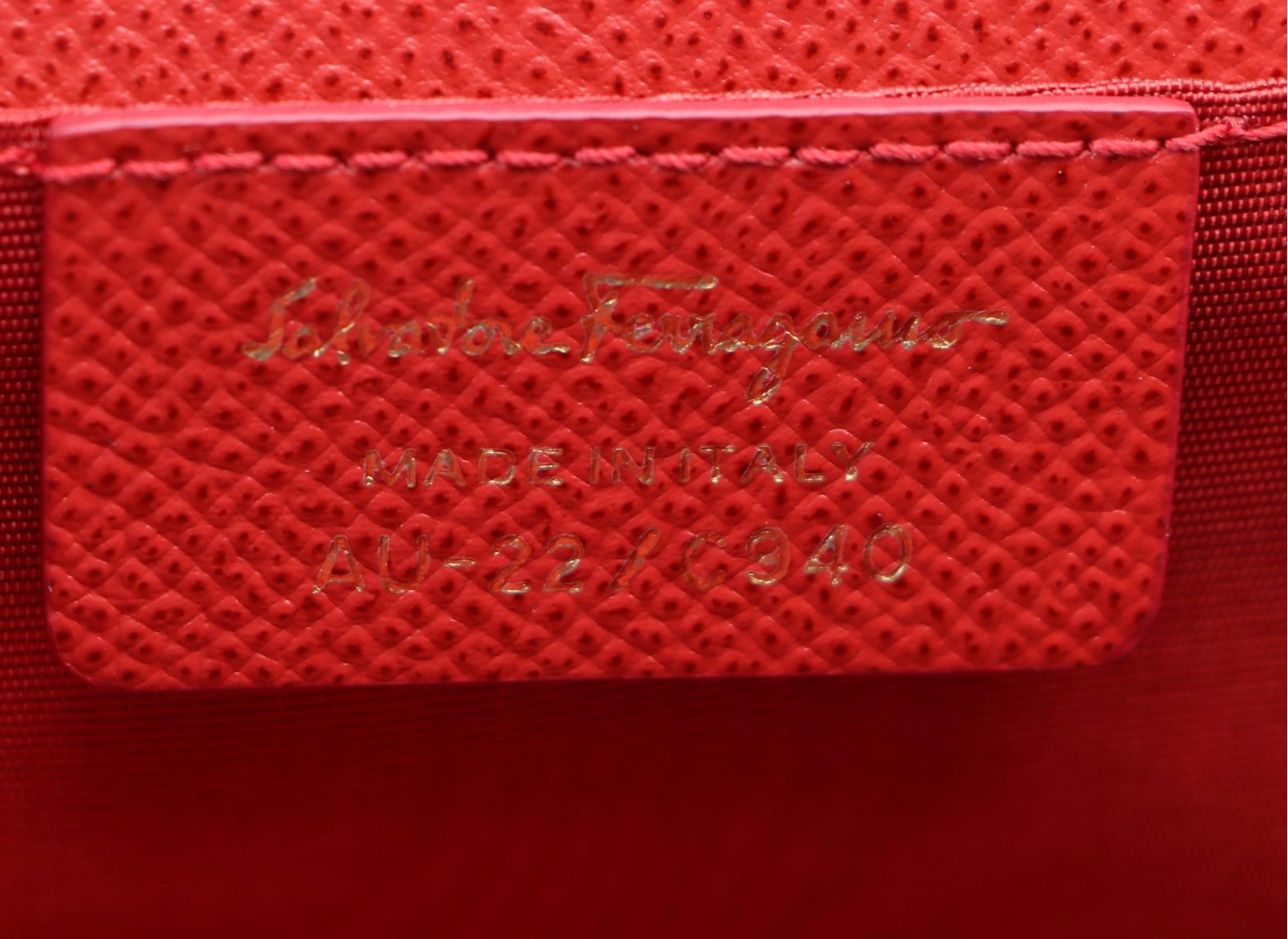 Salvatore Ferragamo Ginny Red Saffiano Leather Wallet on Chain