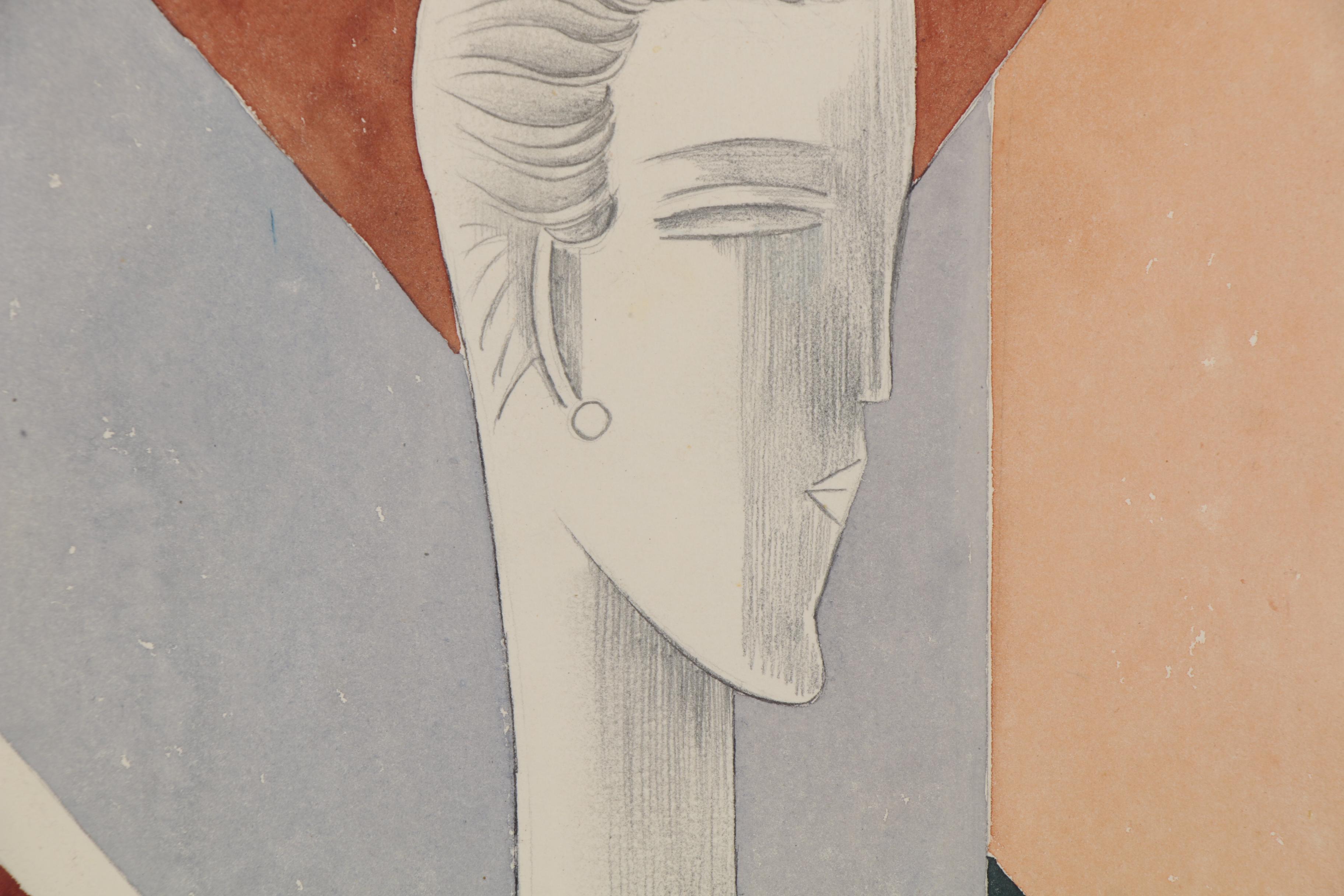 Eduardo Oliva Watercolor Fashion Illustration "Vogue," Late 20th Century