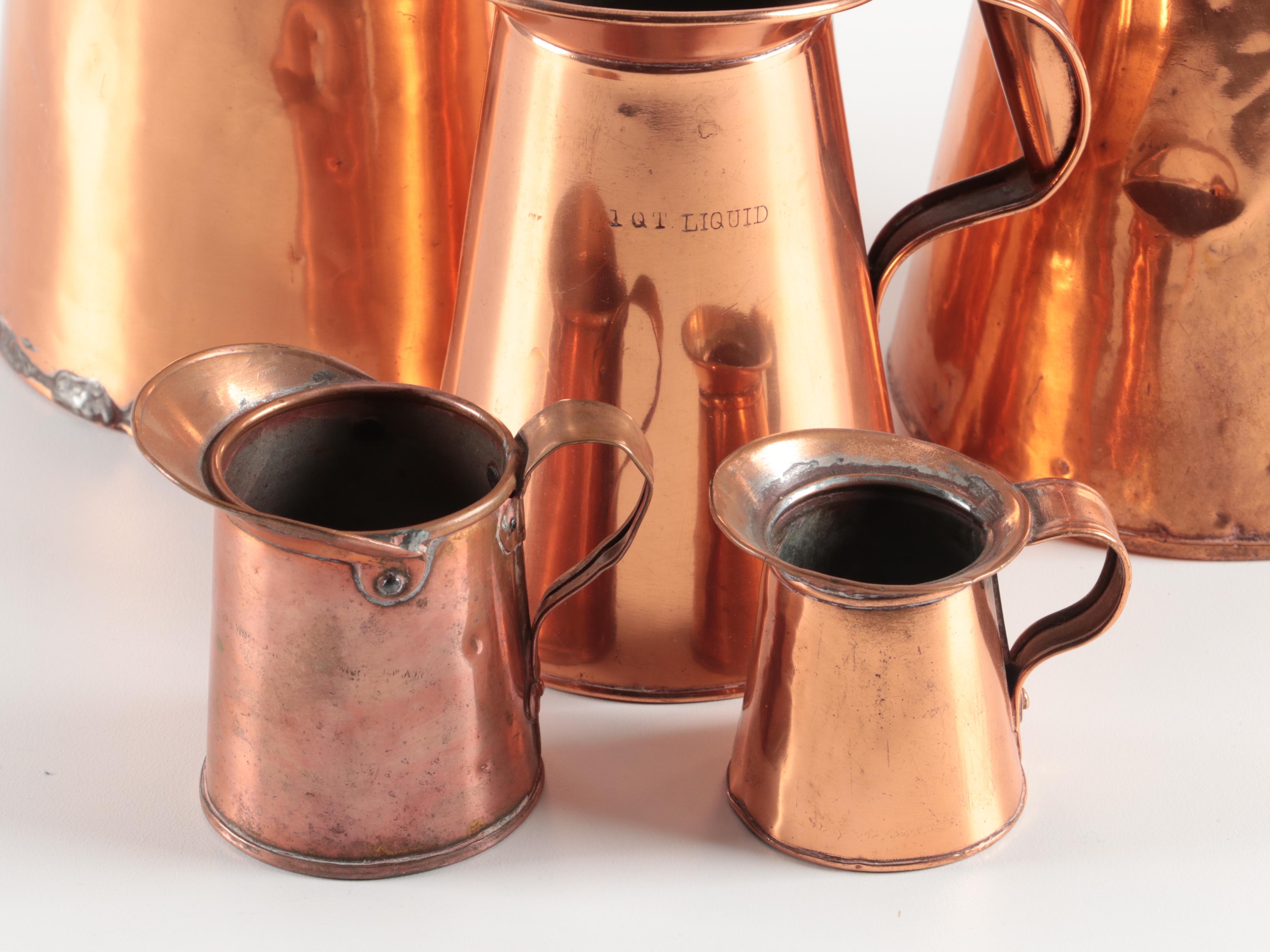 Graduated Copper Liquid Measures, Late 19th Century