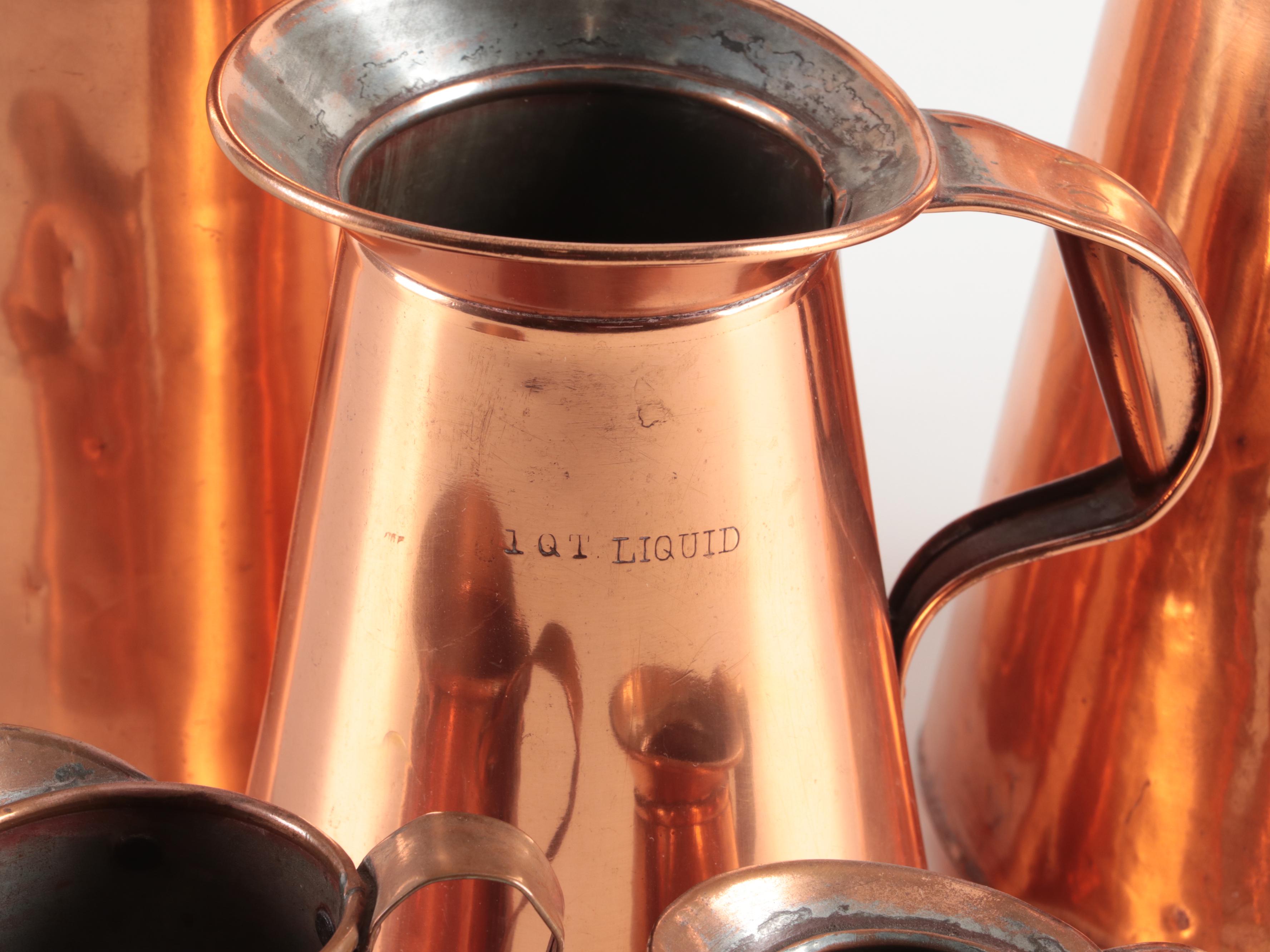 Graduated Copper Liquid Measures, Late 19th Century