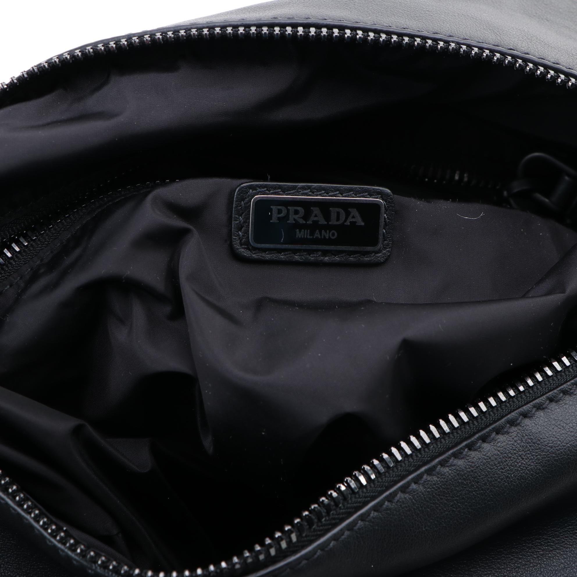 Prada Concept Calfskin Black Leather Hobo Bag