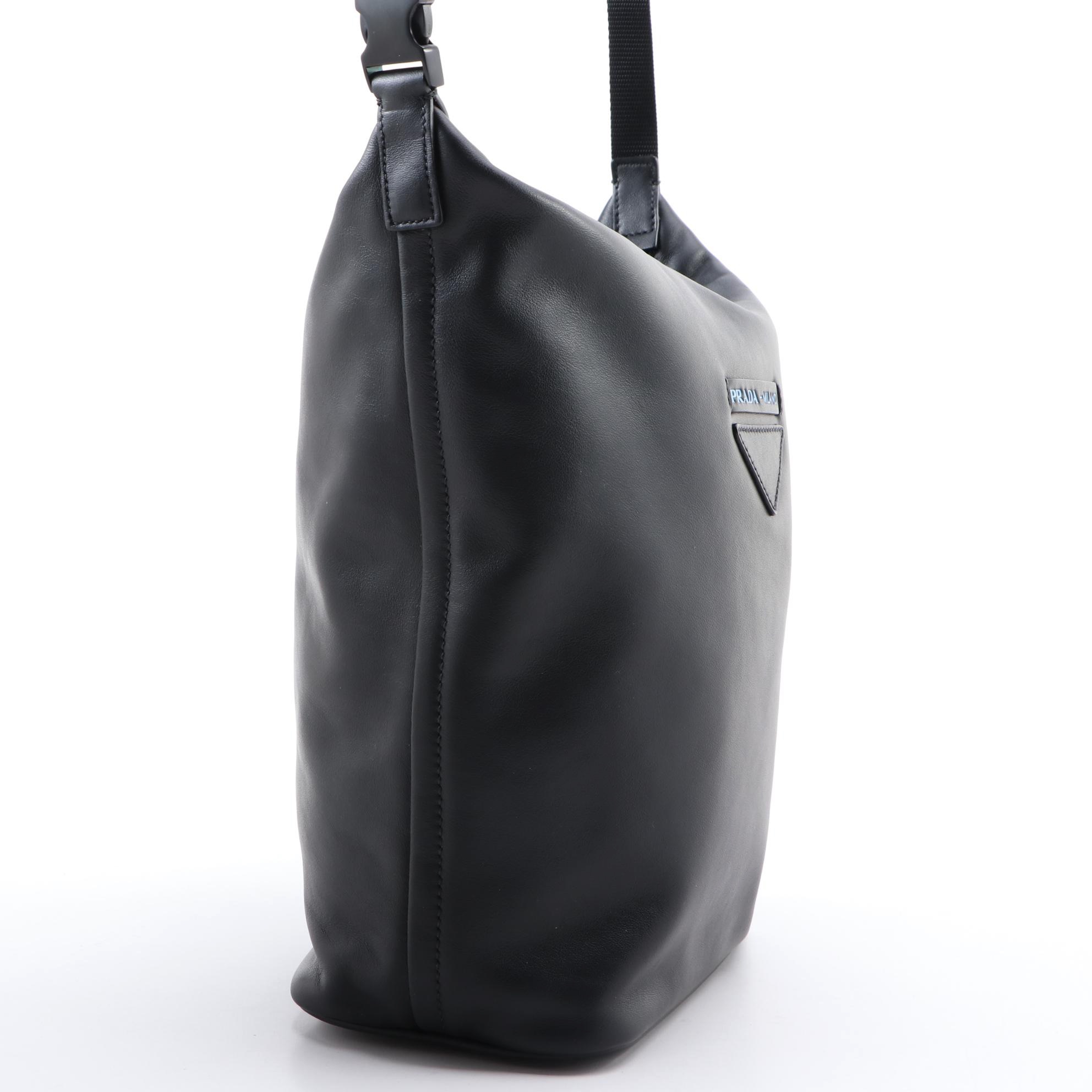 Prada Concept Calfskin Black Leather Hobo Bag