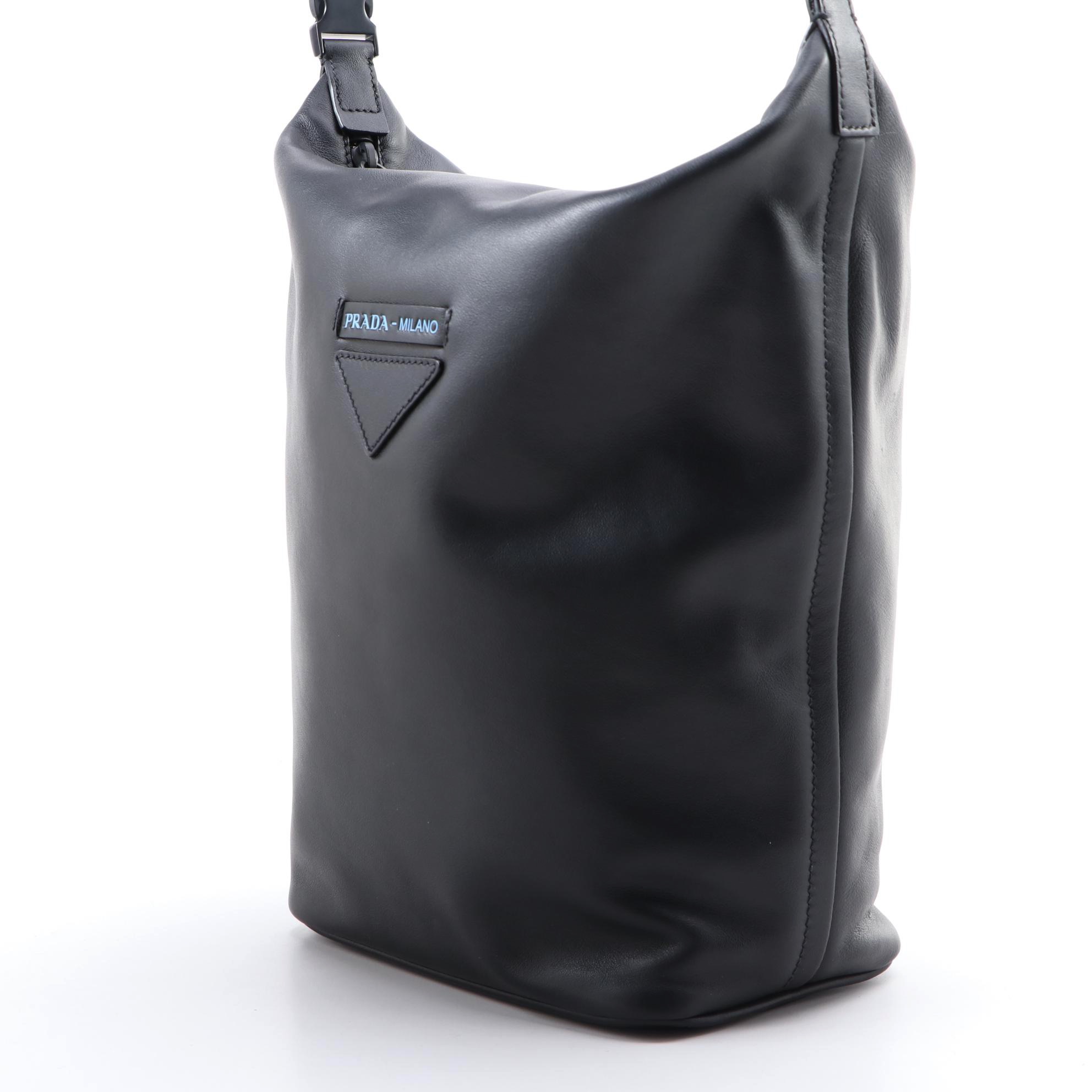 Prada Concept Calfskin Black Leather Hobo Bag