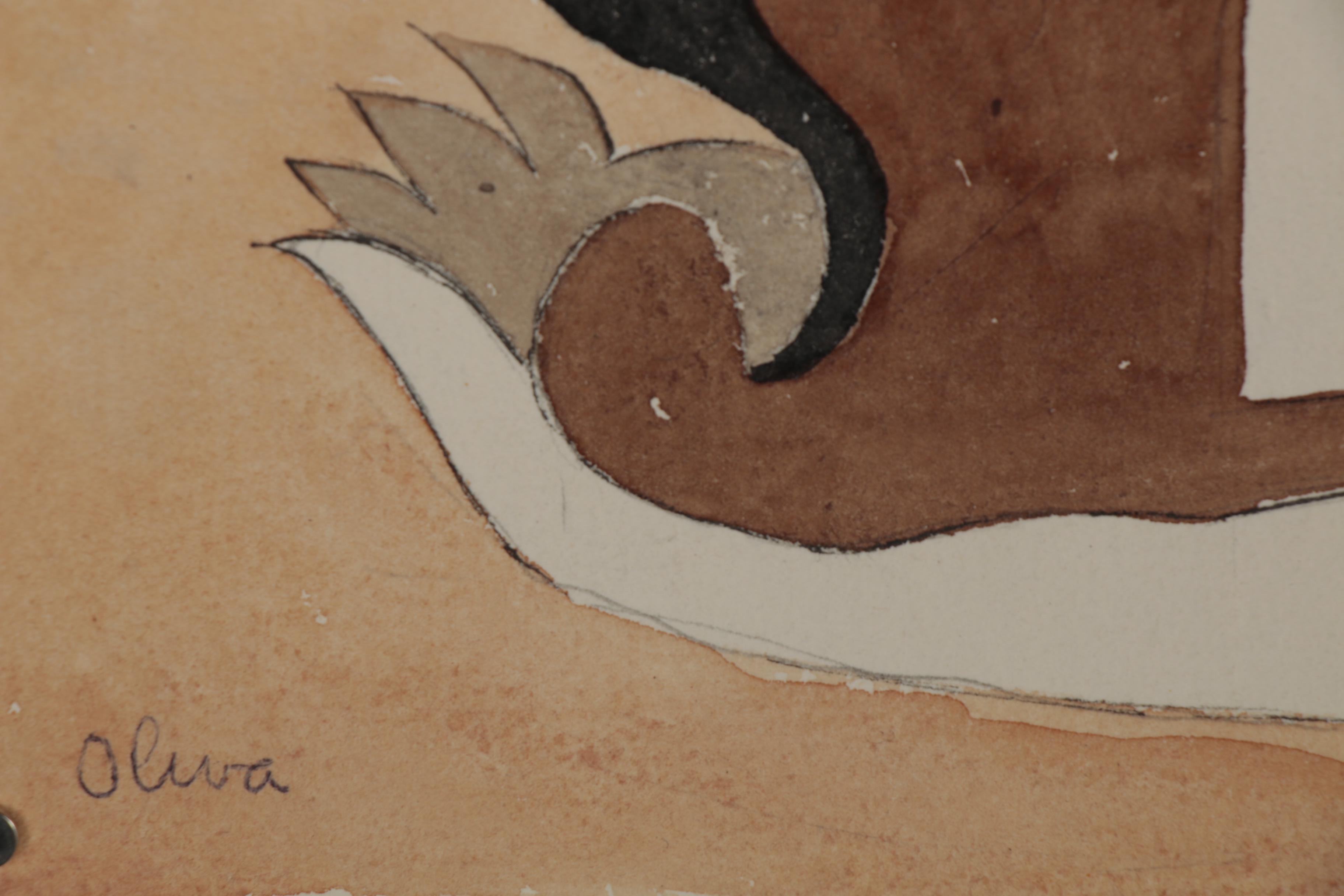 Eduardo Oliva Watercolor Fashion Illustration "Vogue," Late 20th Century