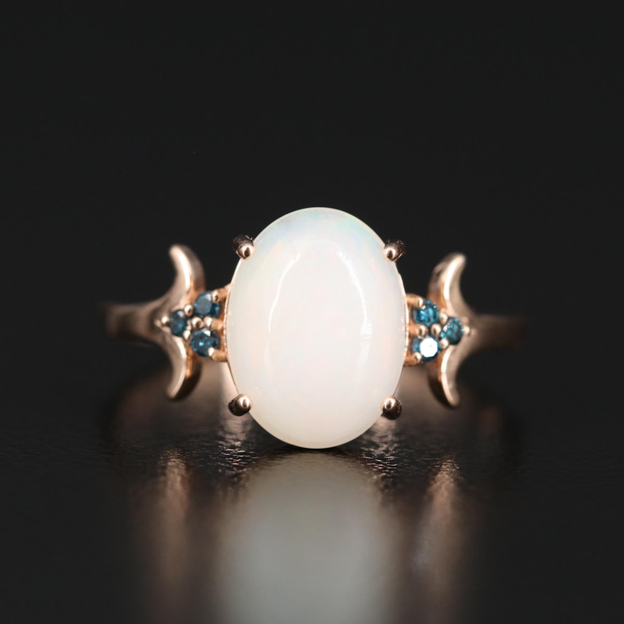 14K Opal and Diamond Ring