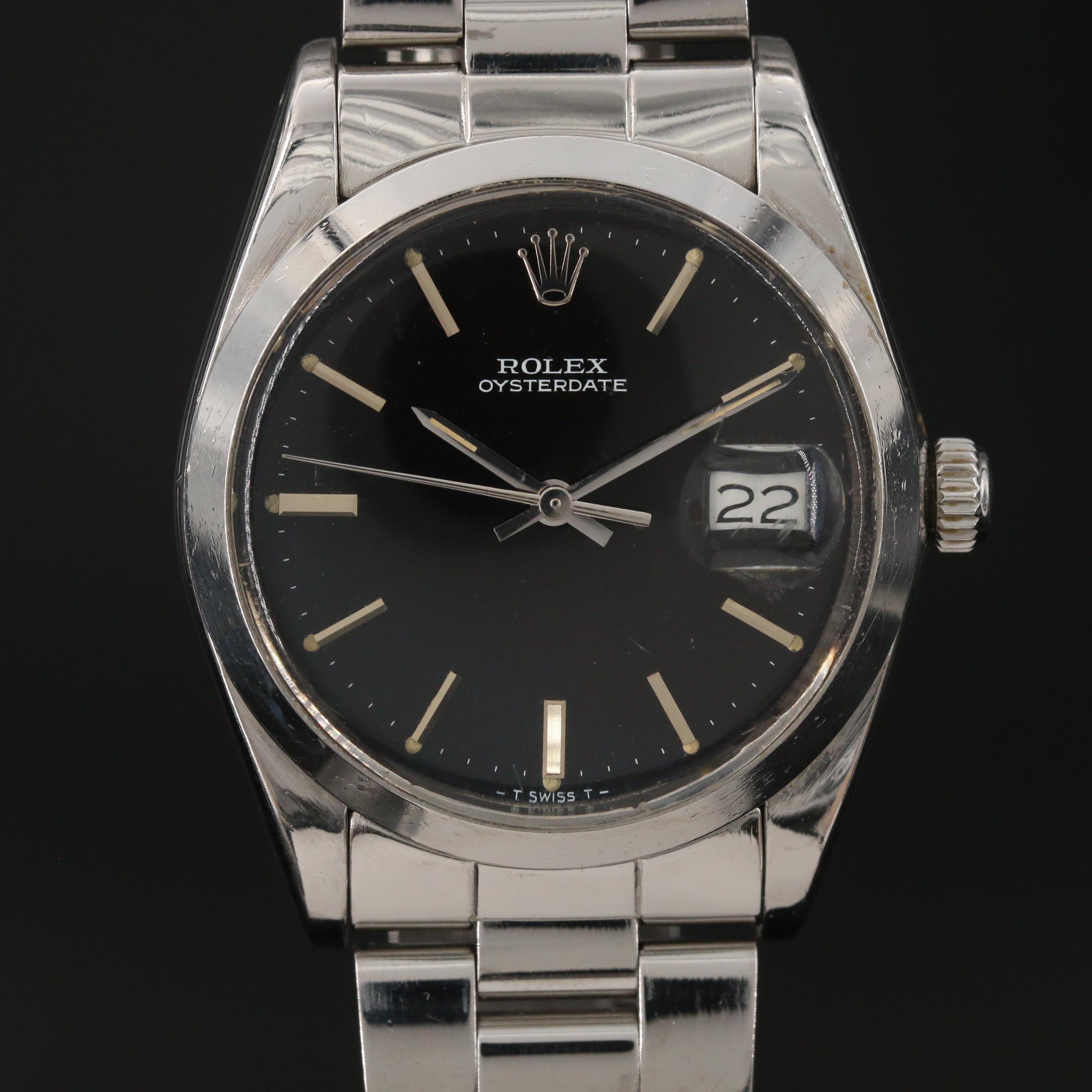 1983 Rolex Oysterdate Stainless Steel Stem Wind Watch