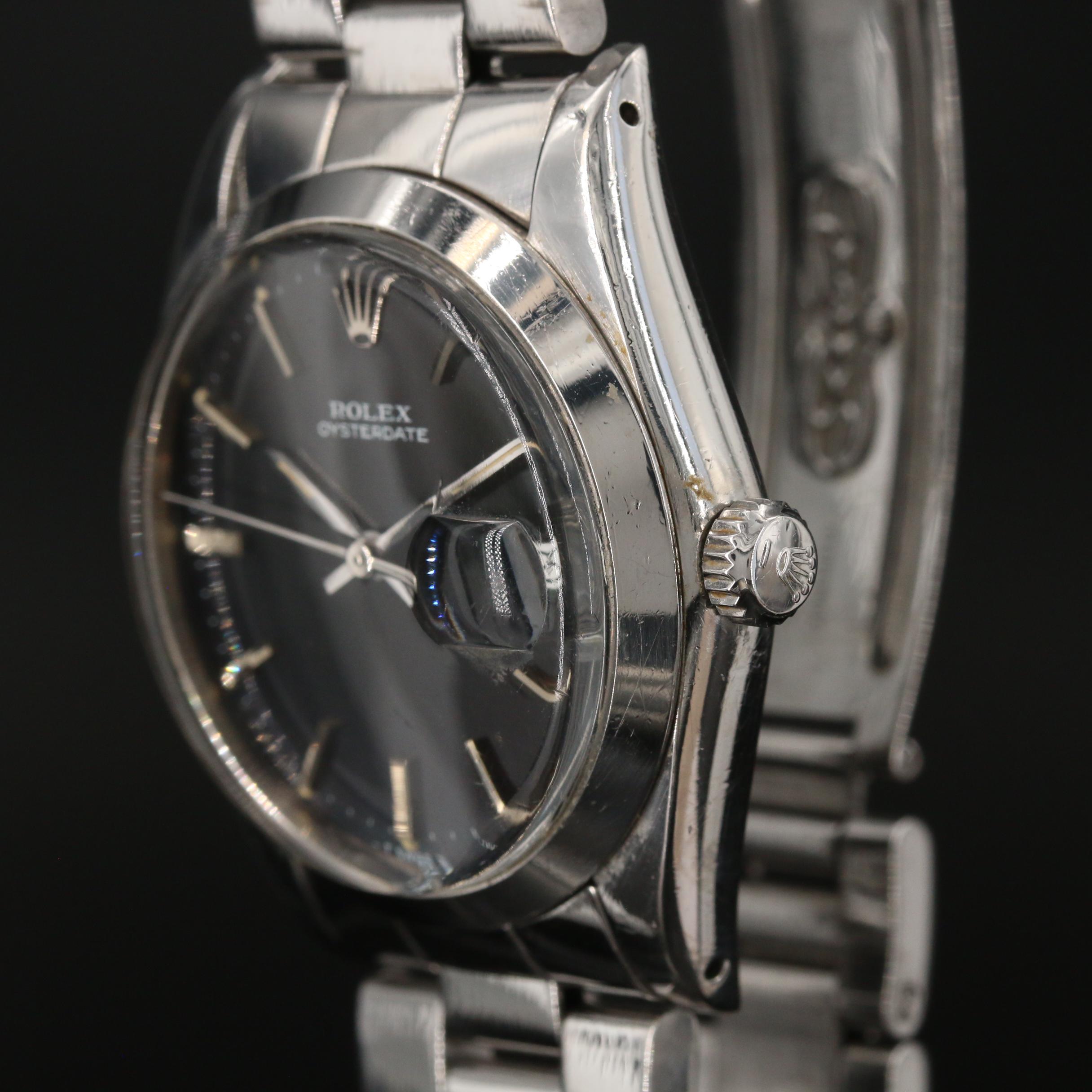 1983 Rolex Oysterdate Stainless Steel Stem Wind Watch