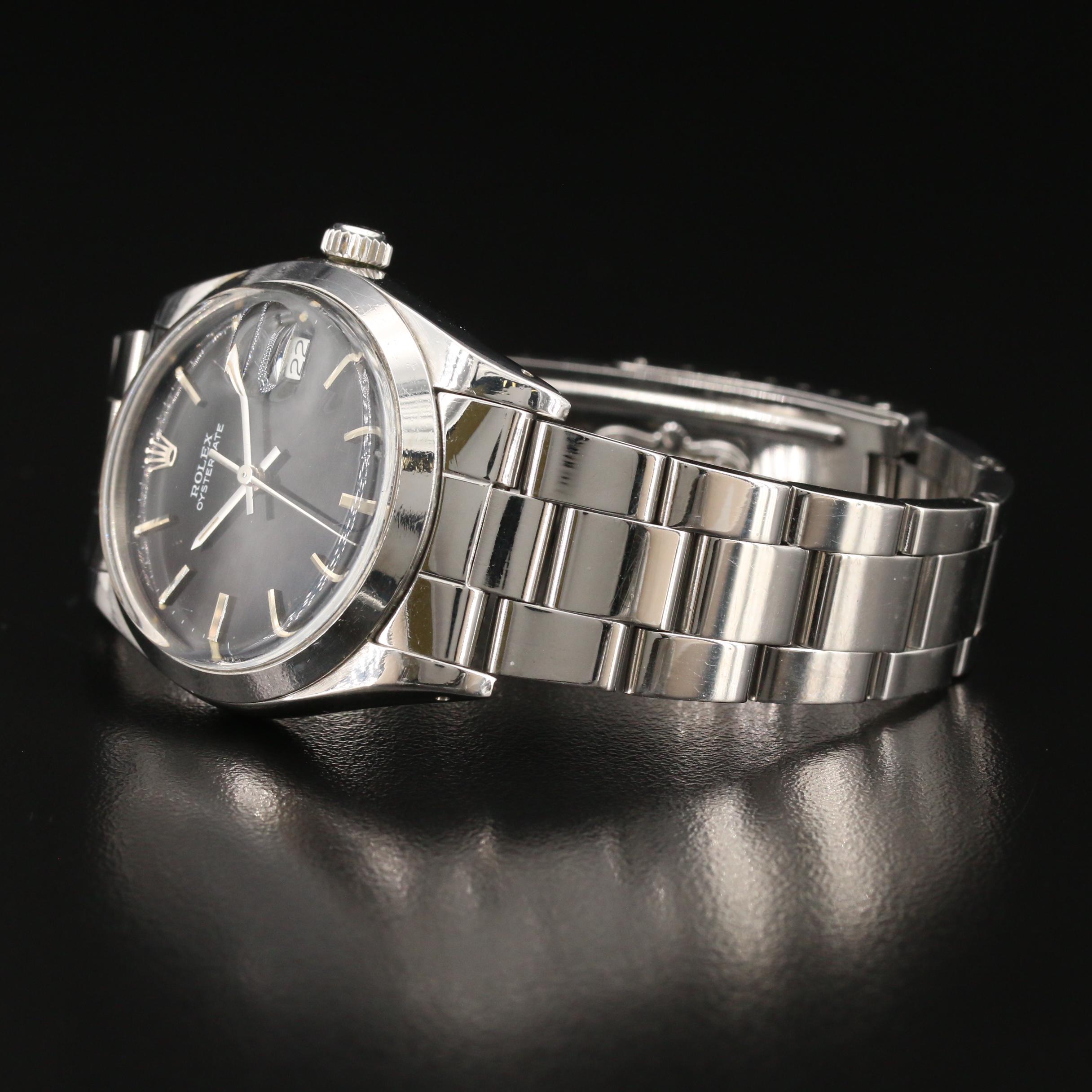 1983 Rolex Oysterdate Stainless Steel Stem Wind Watch