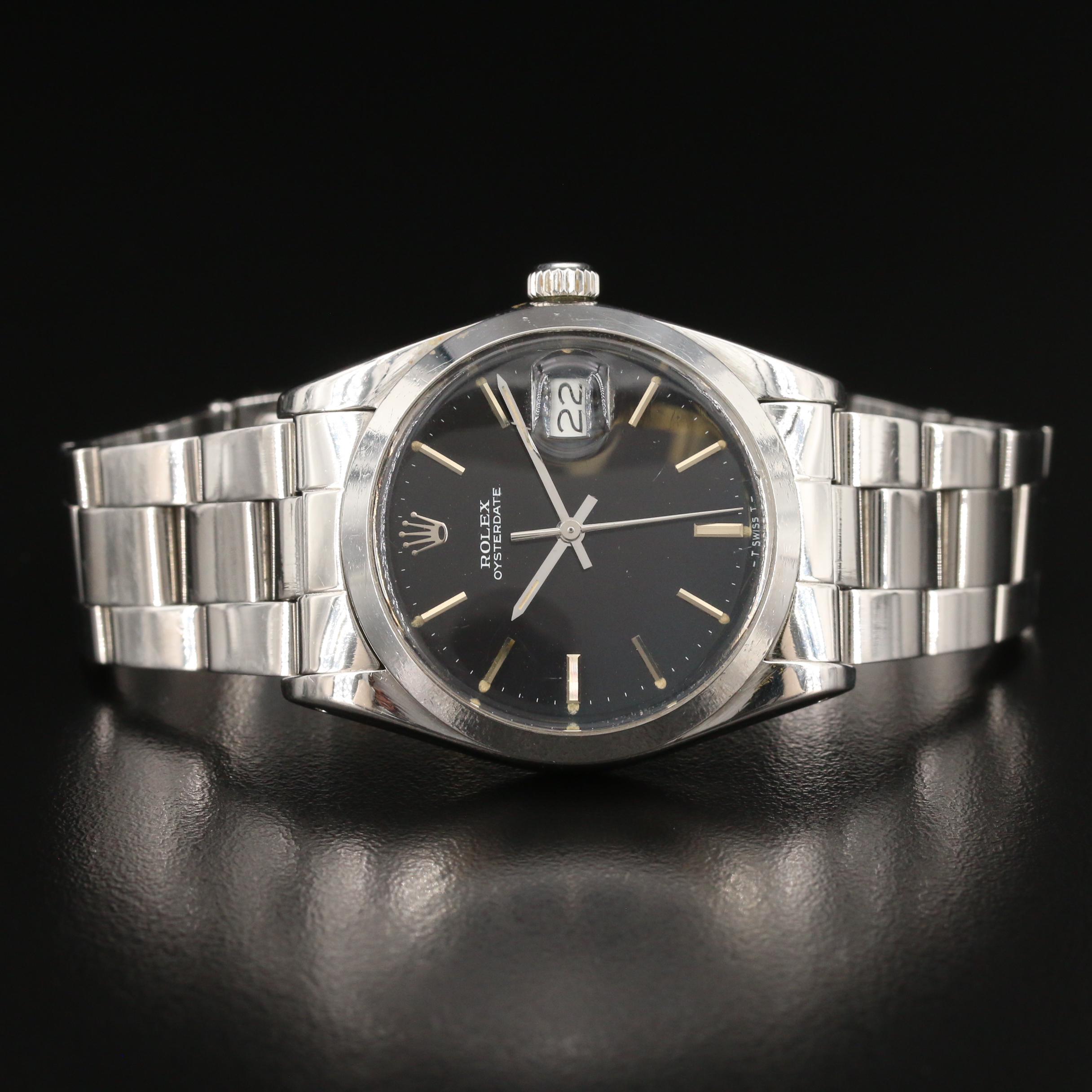 1983 Rolex Oysterdate Stainless Steel Stem Wind Watch