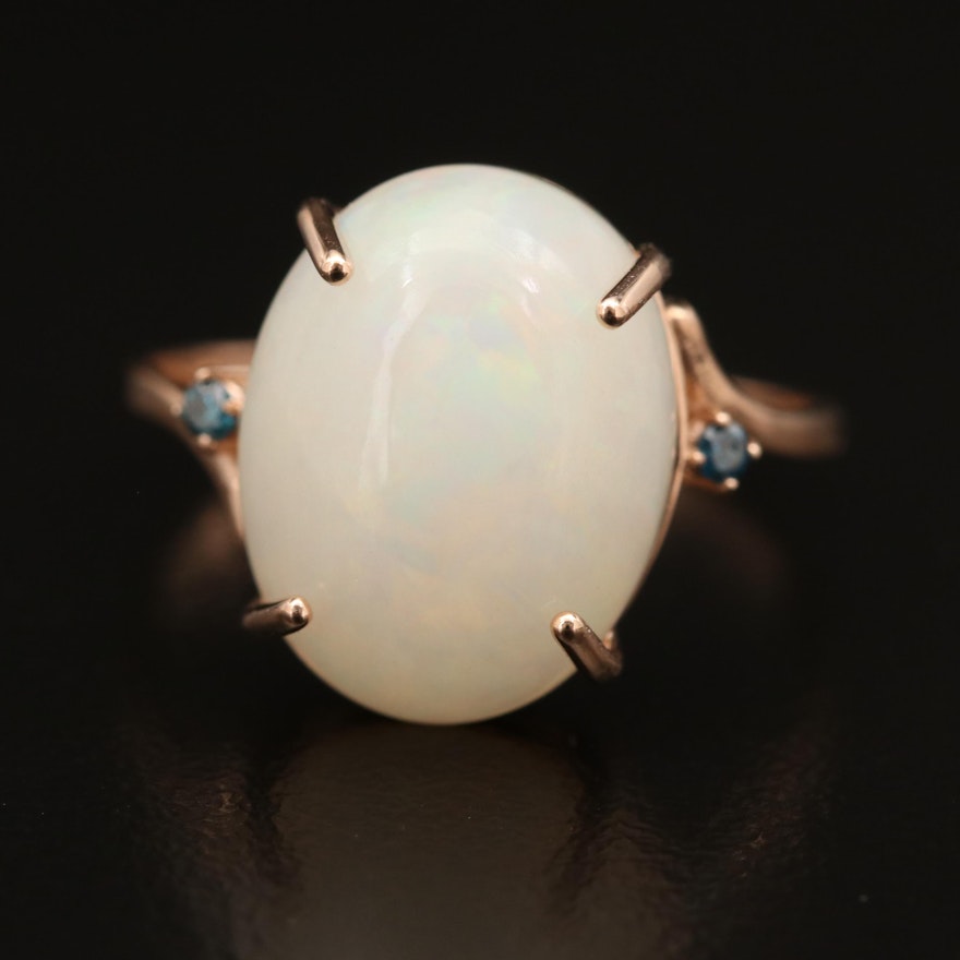 14K Rose Gold Opal and Diamond Ring