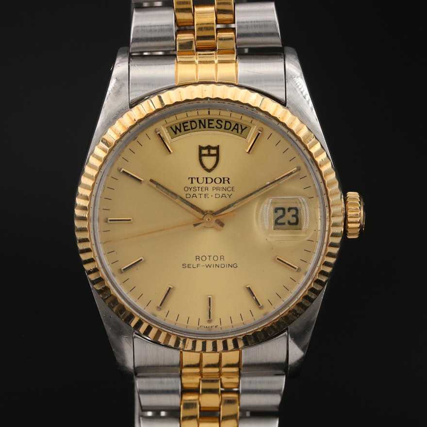 1982 Tudor Oyster Prince Date-Day 18K Gold and Stainless Steel Wristwatch