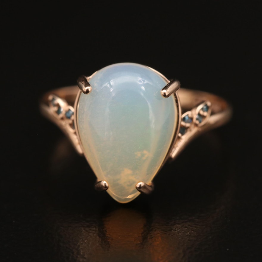 14K Opal and Diamond Ring