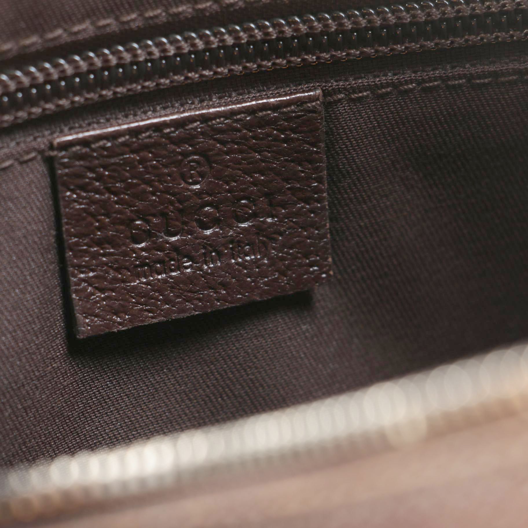 Gucci Saddle Bag in GG Beige Canvas and Brown Leather