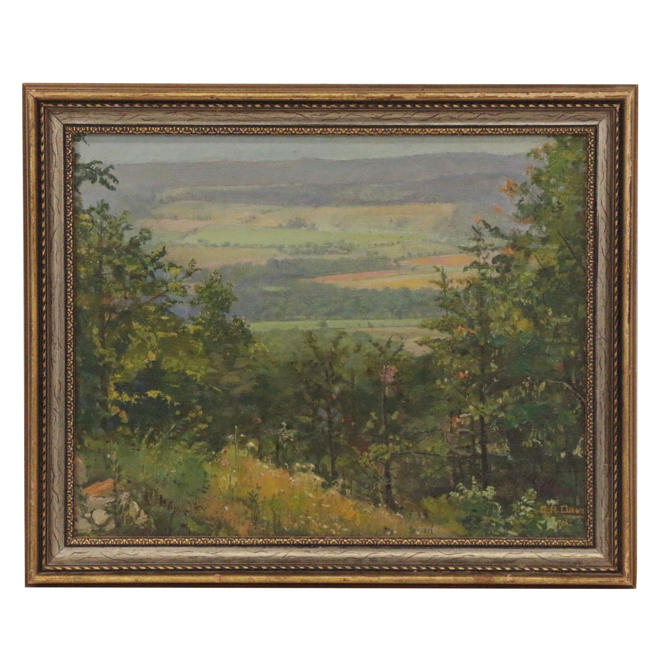 C. H. Davis Landscape Oil Painting