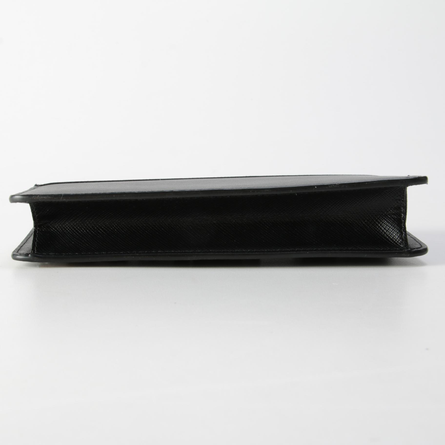 Prada Monochrome Enameled Wallet on Chain in Black Saffiano Leather