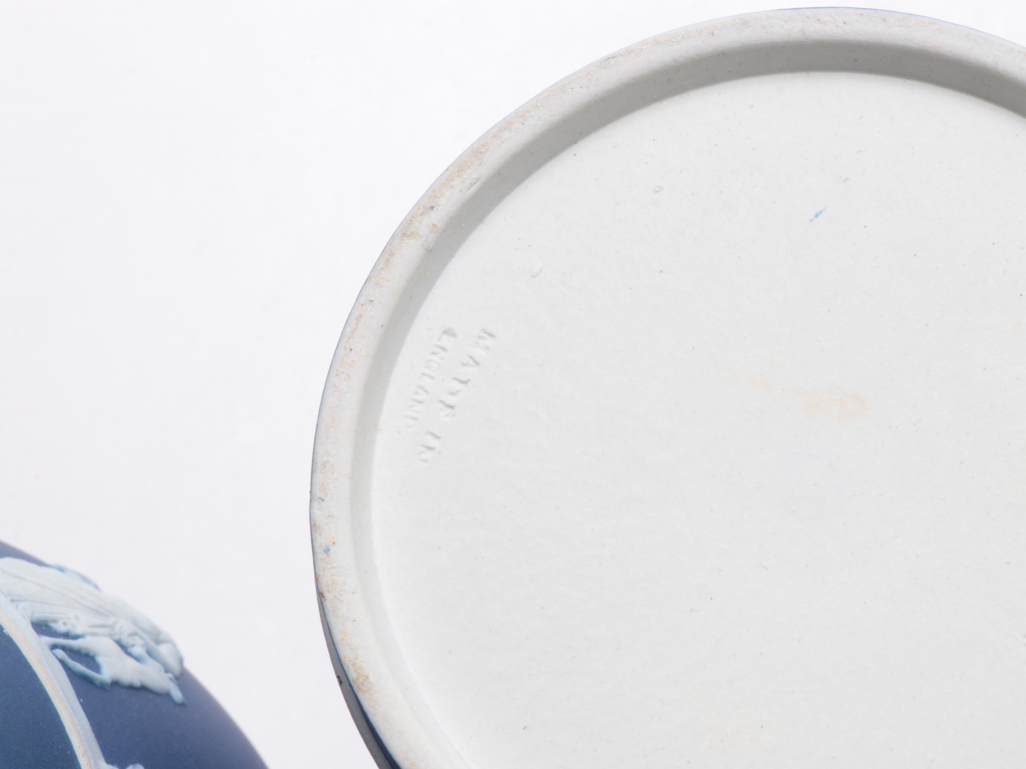 Wedgwood Jasperware Dark Blue  Dutch and Trojan Jugs, Mid to Late 19th Century