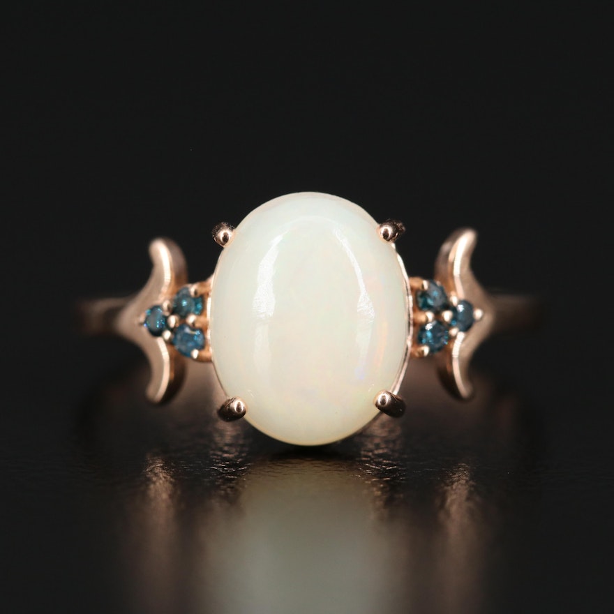 14K Opal and Diamond Ring