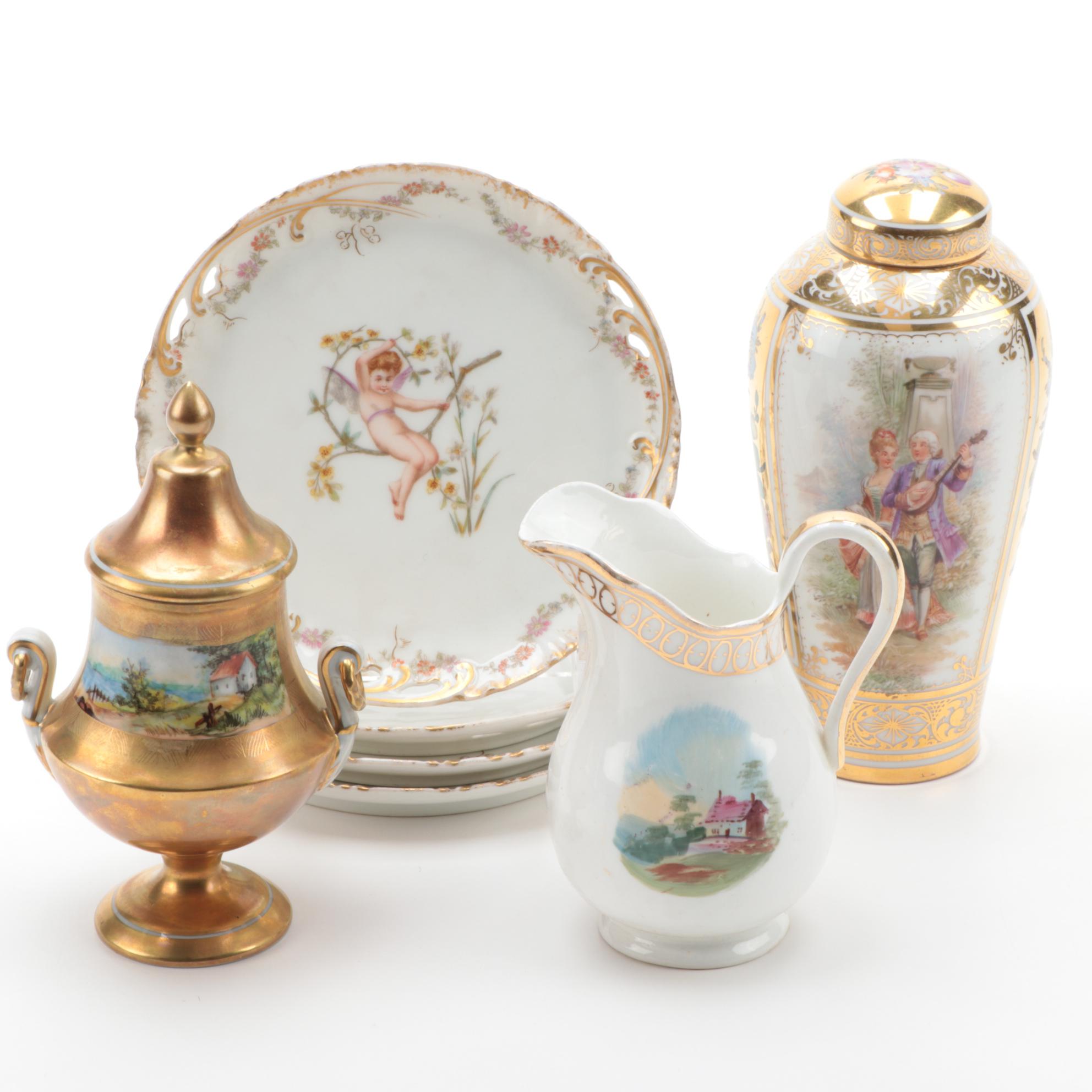 Carl Thieme Postchapple Urn and Other Continental Porcelain, Antique