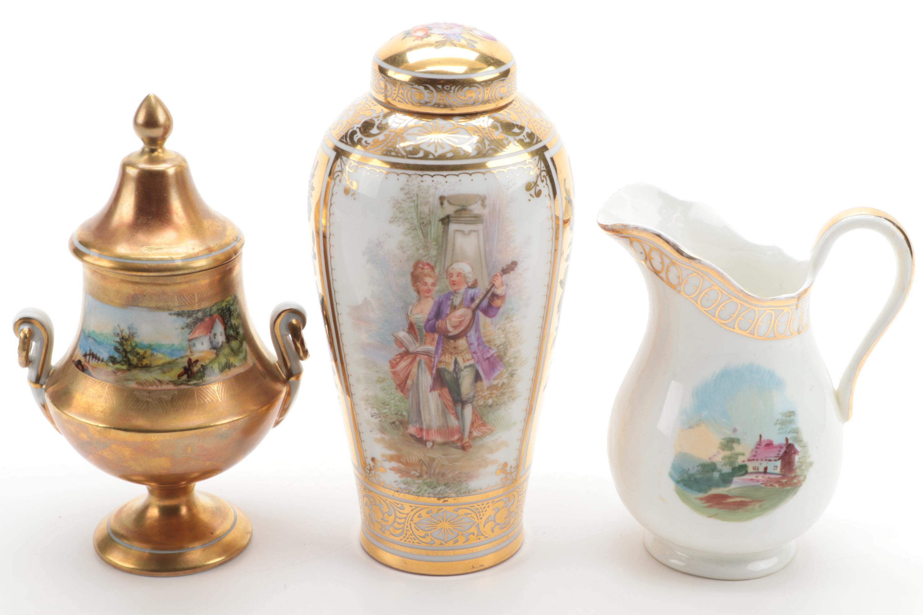 Carl Thieme Postchapple Urn and Other Continental Porcelain, Antique