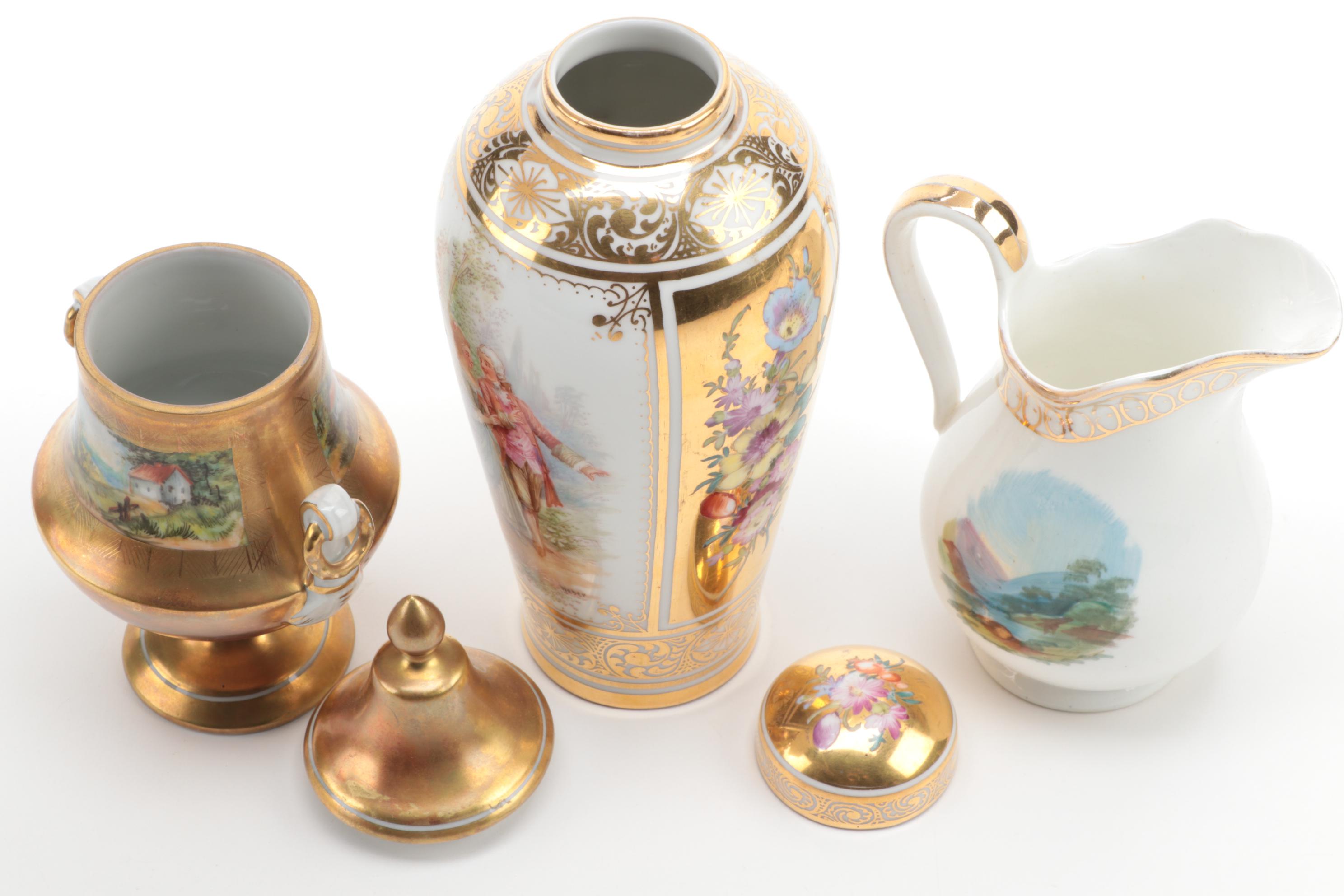 Carl Thieme Postchapple Urn and Other Continental Porcelain, Antique