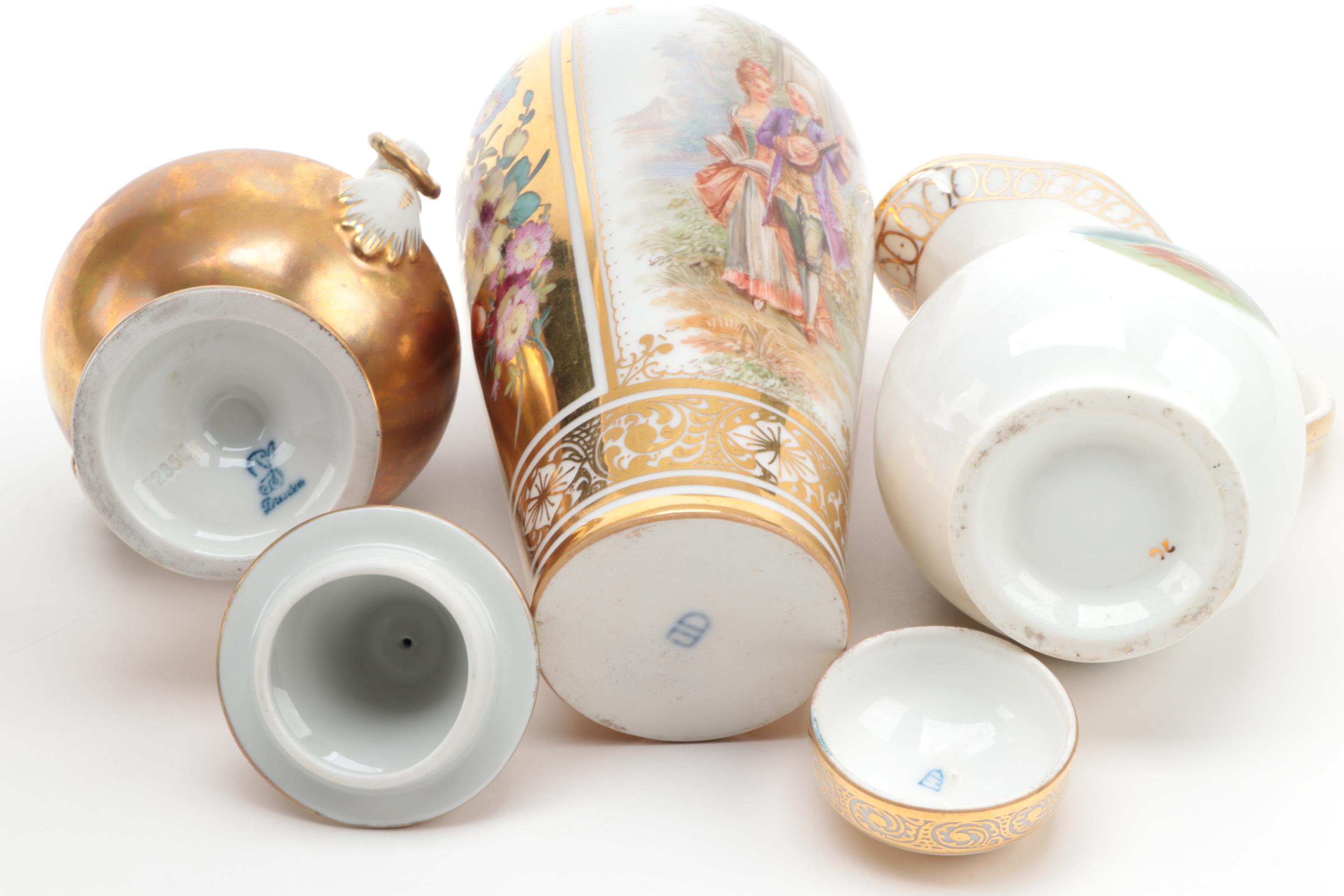 Carl Thieme Postchapple Urn and Other Continental Porcelain, Antique