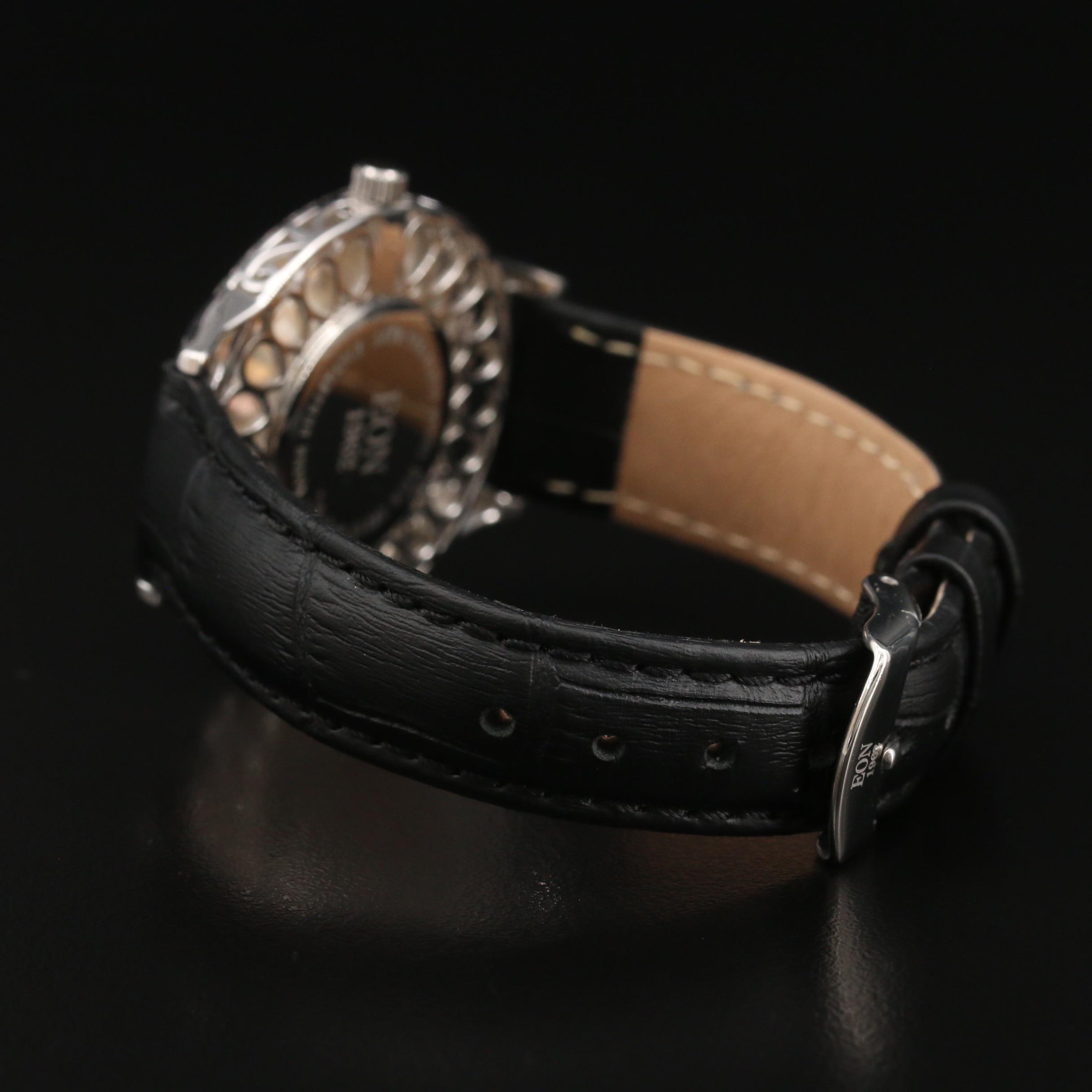 Eon 1962 Sterling Silver Opal and Topaz Quartz Watch