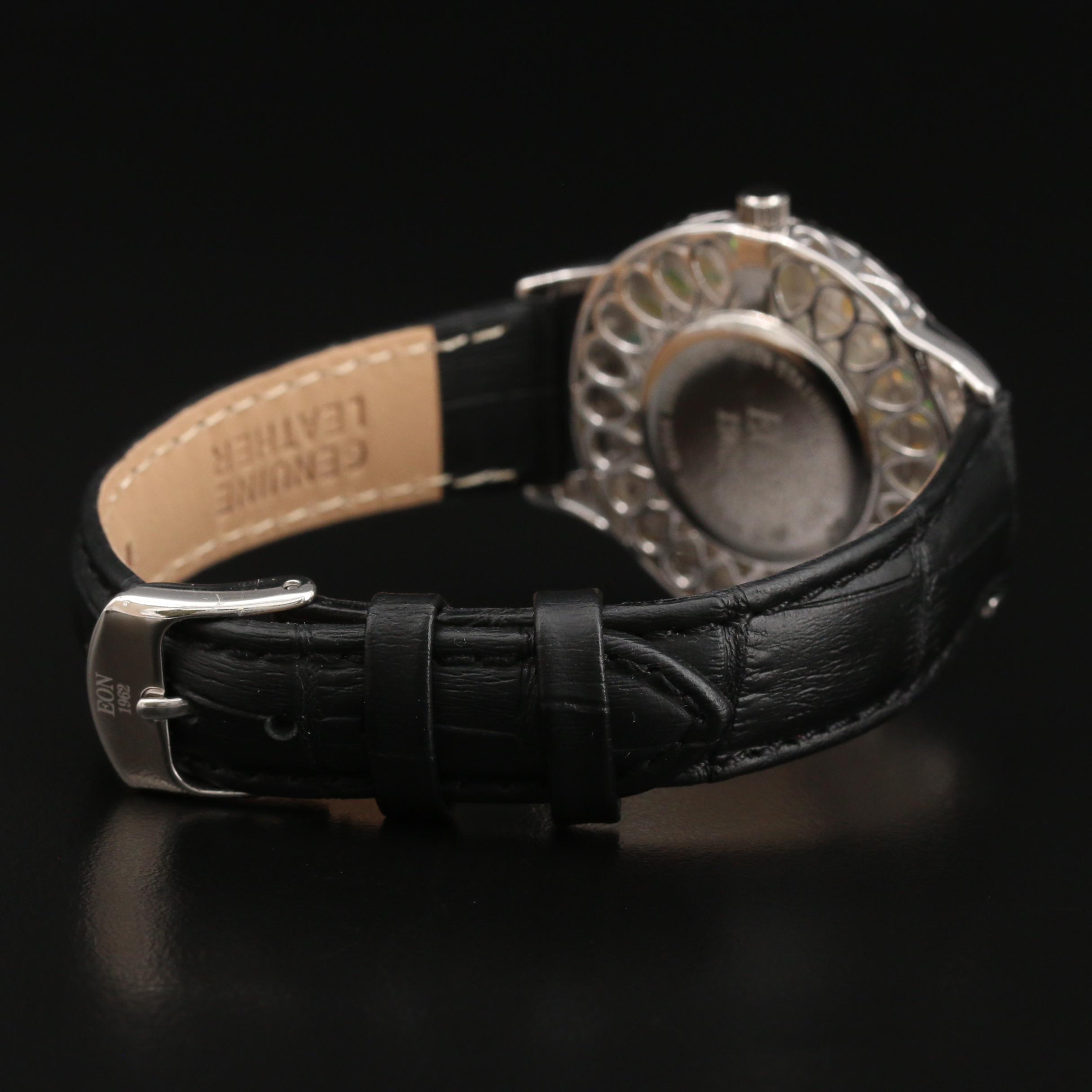 Eon 1962 Sterling Silver Opal and Topaz Quartz Watch