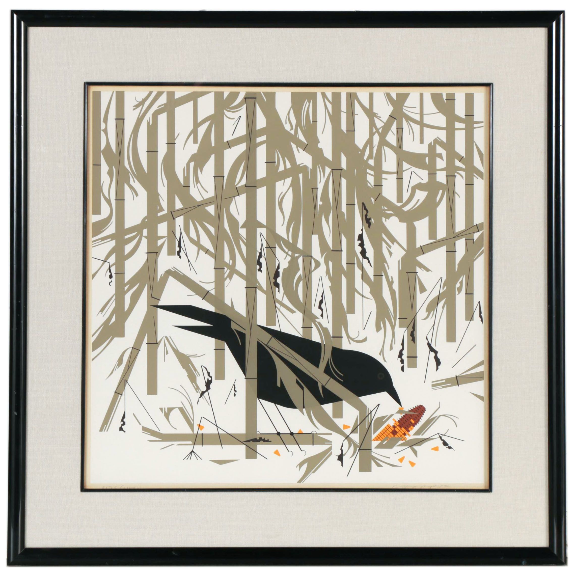 Charley Harper Serigraph "Crow in the Snow," 1974