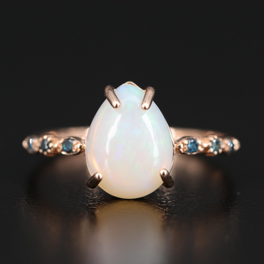 14K Opal and Diamond Ring