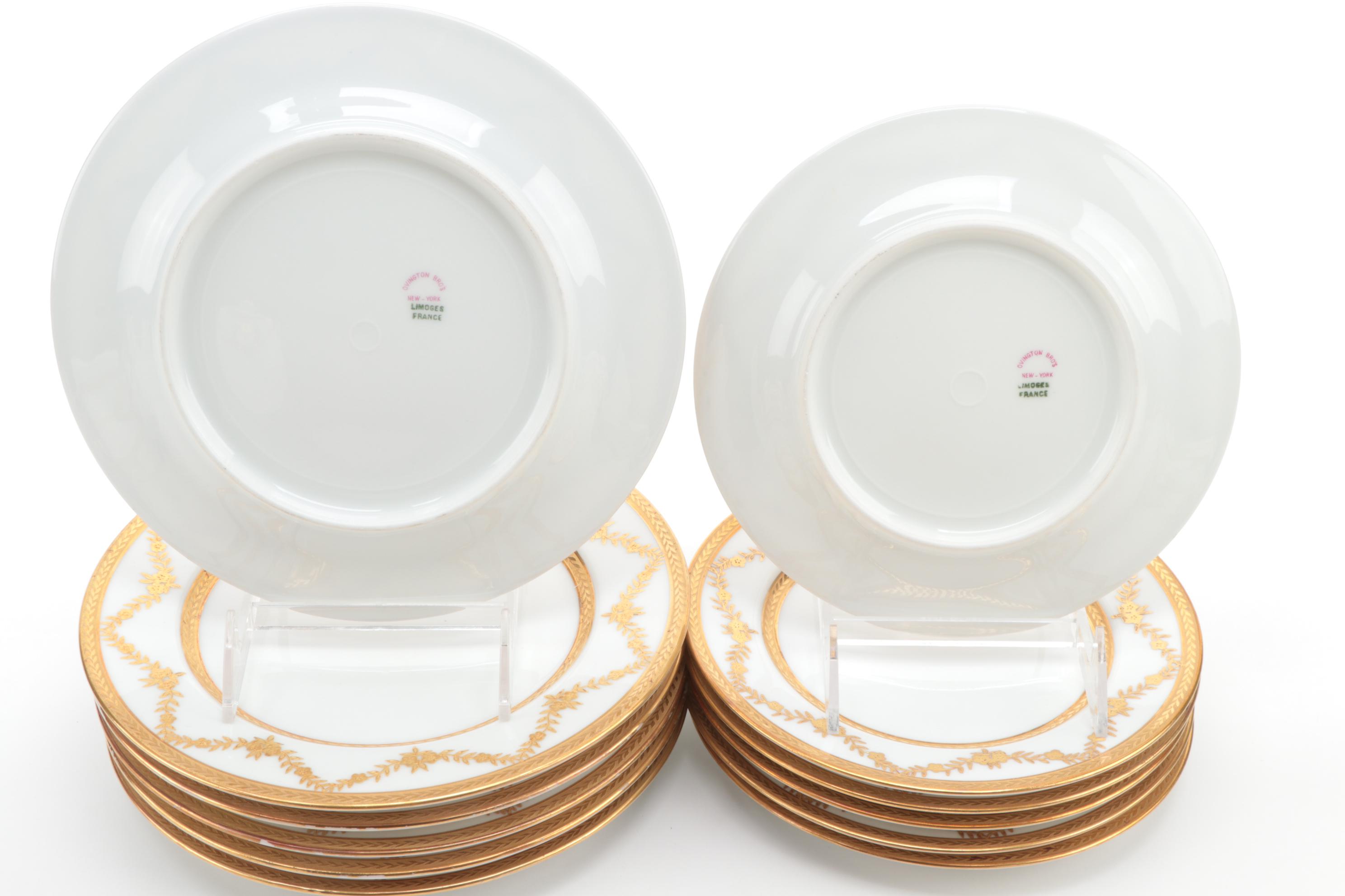 Limoges Porcelain  Gilt Leaf Swag Coffee and Dessert Service, Antique