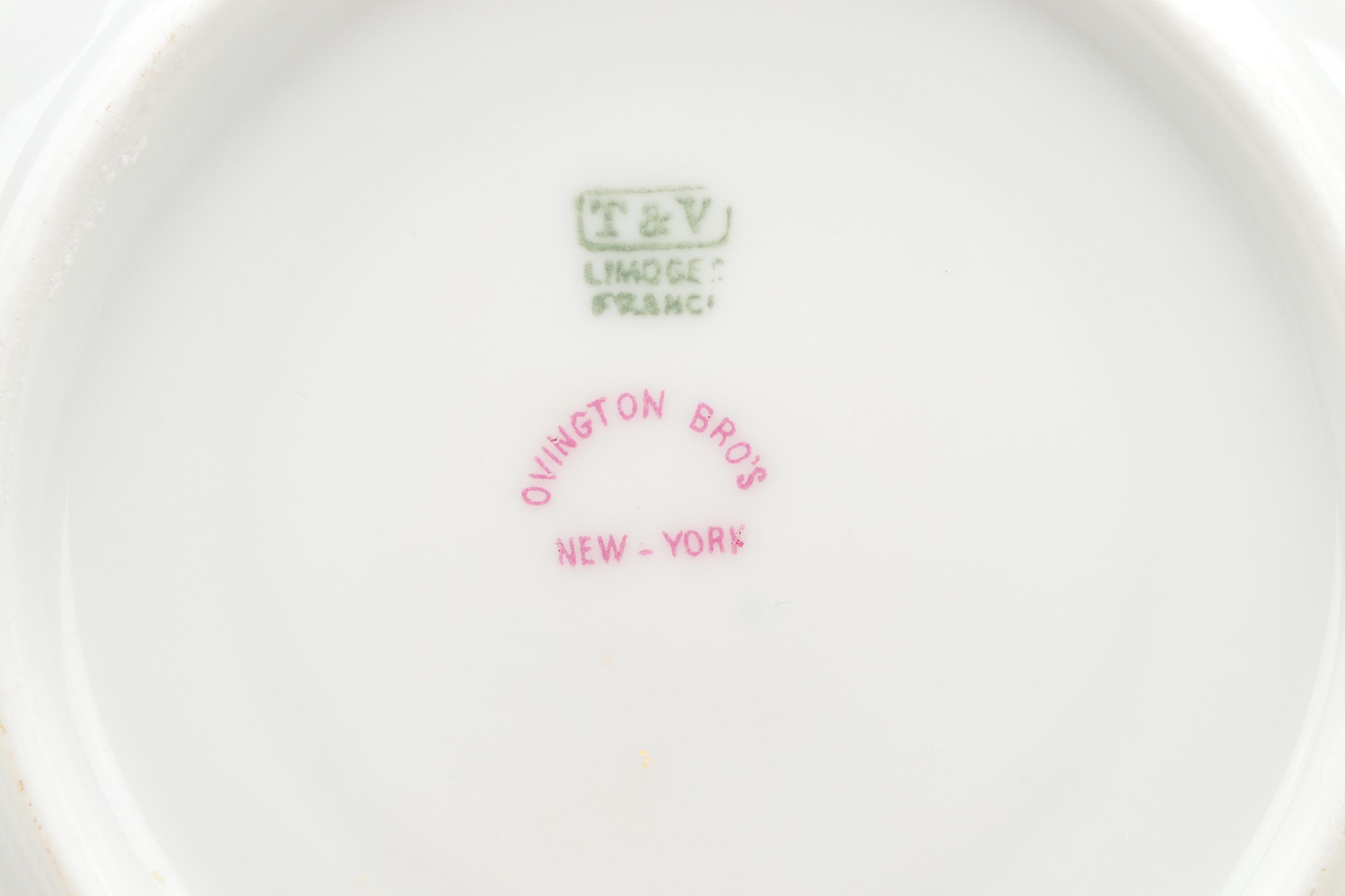 Limoges Porcelain  Gilt Leaf Swag Coffee and Dessert Service, Antique