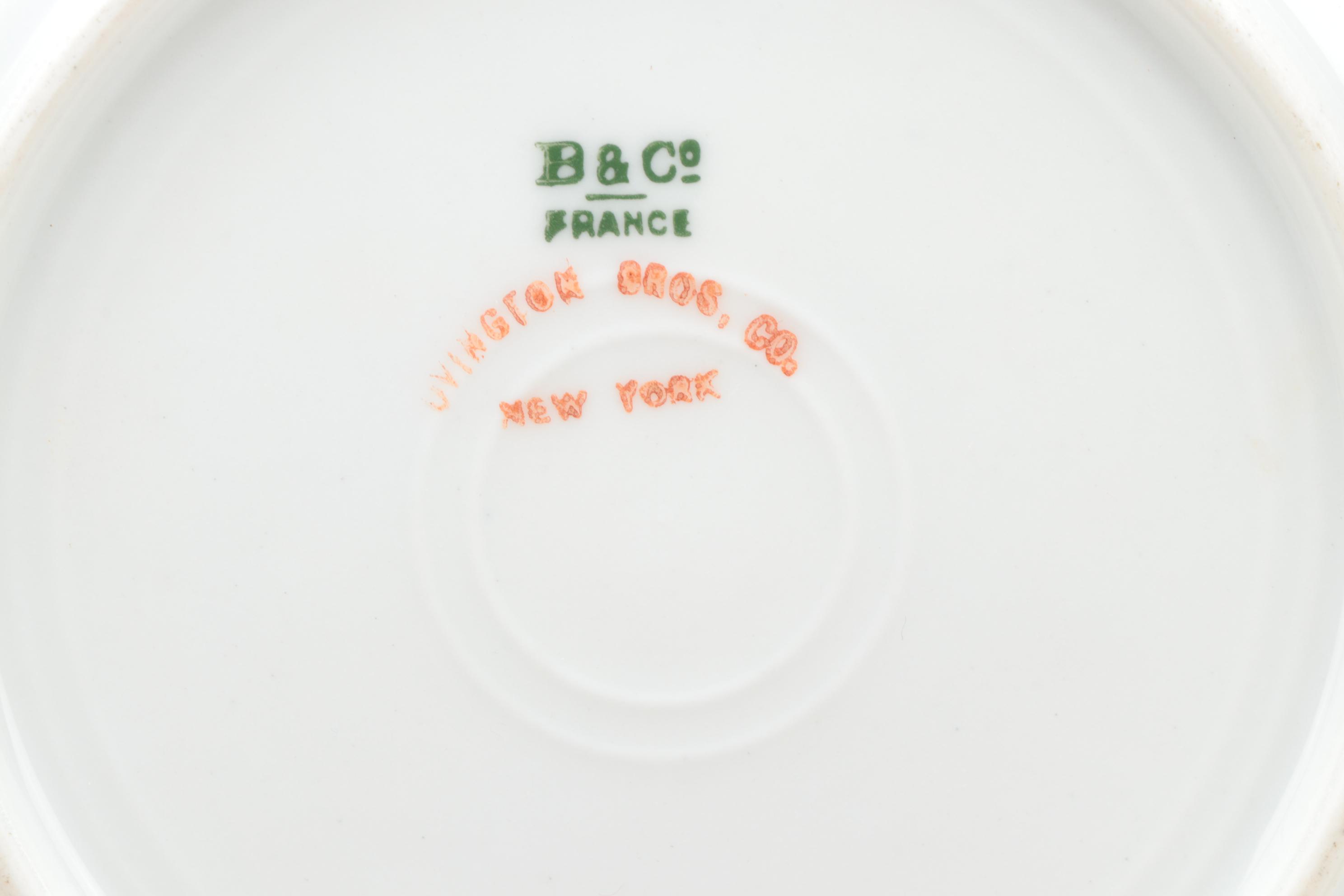 Limoges Porcelain  Gilt Leaf Swag Coffee and Dessert Service, Antique