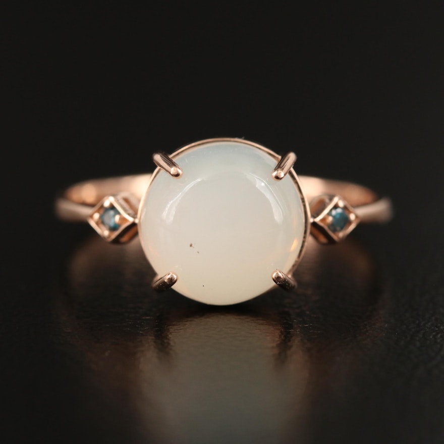 14K Opal Ring with Diamond Accents