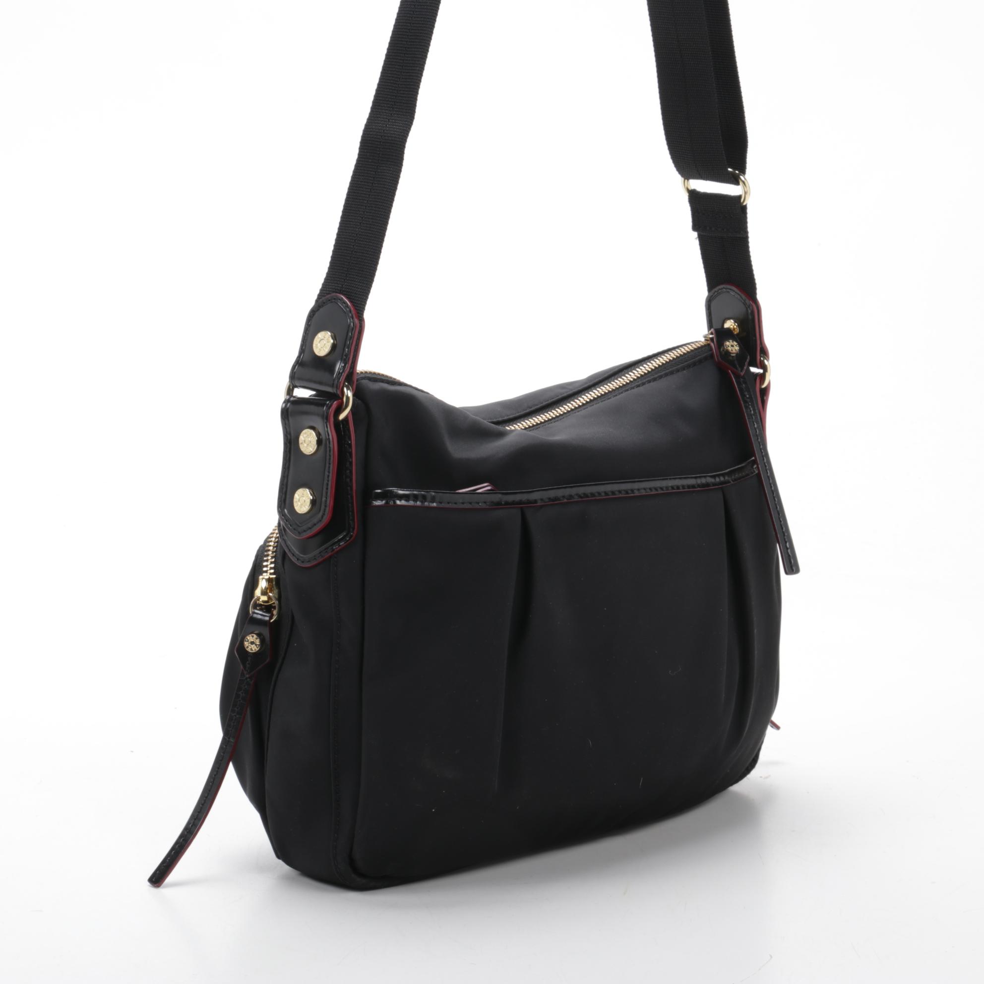 MZ Wallace Shoulder Bag in Black Nylon with Leather Trim