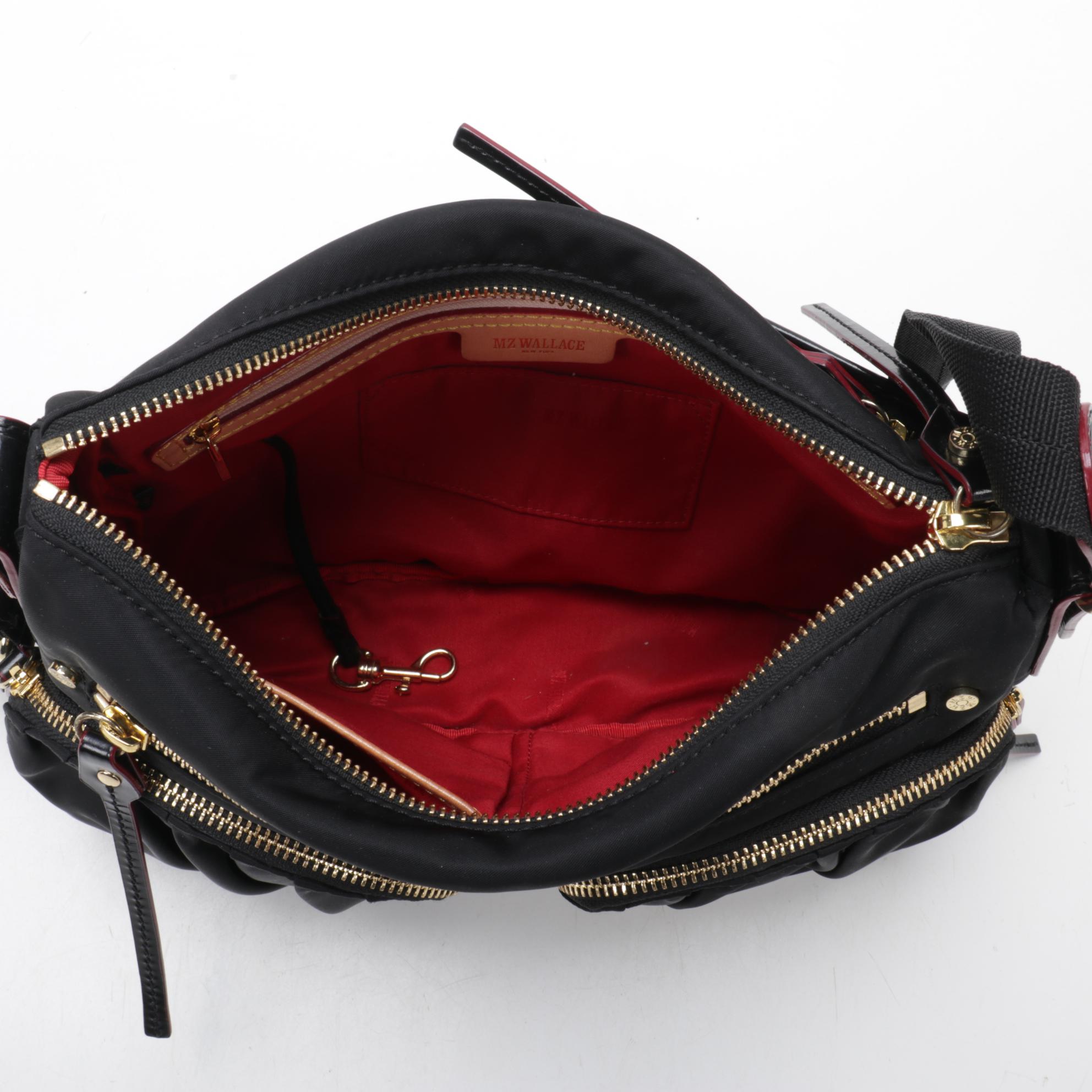 MZ Wallace Shoulder Bag in Black Nylon with Leather Trim