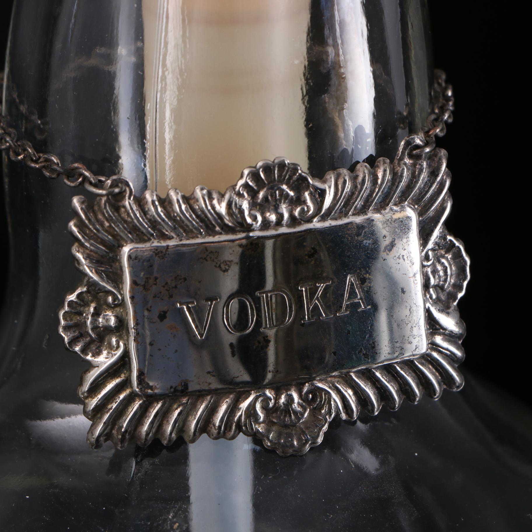 St. Pierre Smirnoff Vodka Dispensers with Silver Plate Liquor Tags